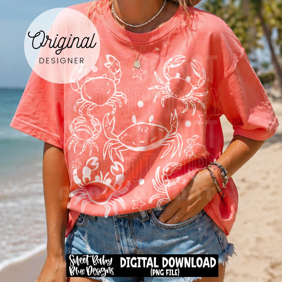 Crab- Collage- Summer - 2026 - PNG file- Digital Download
