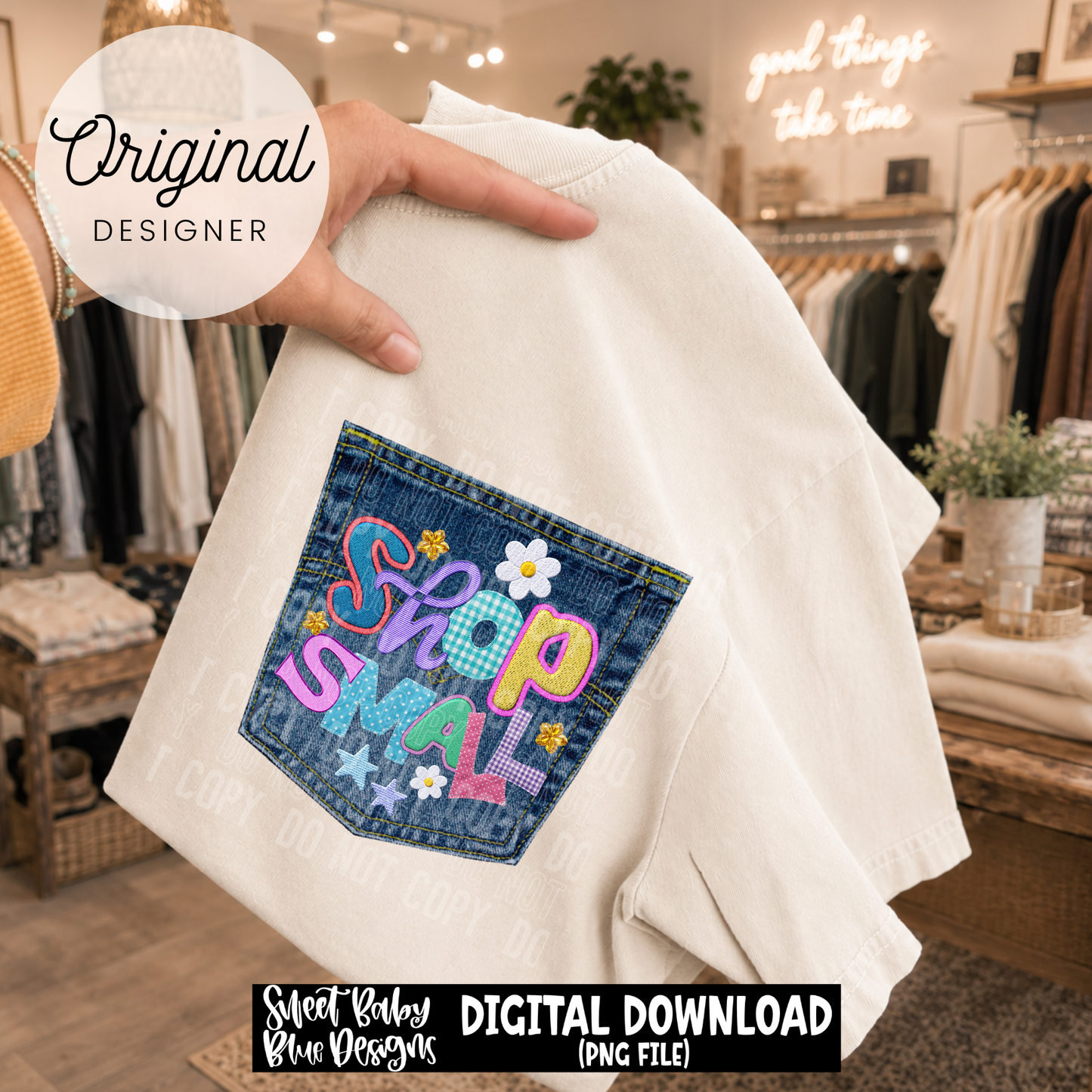 Shop Small Denim Pocket - 2026 - PNG file- Digital Download