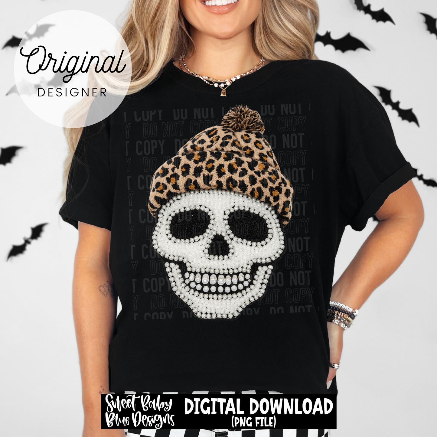 Skeleton- Faux Embroidery Pearls- Halloween - 2026 - PNG file- Digital Download