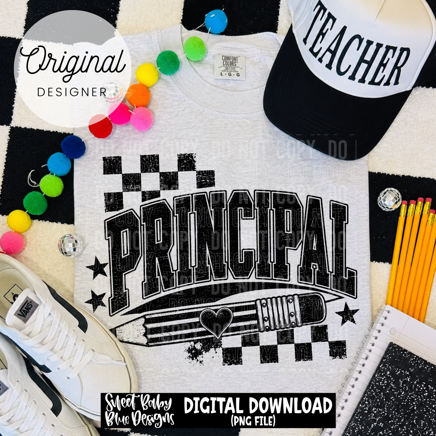 Principal- Pencil- Distressed - 2026 - PNG file- Digital Download