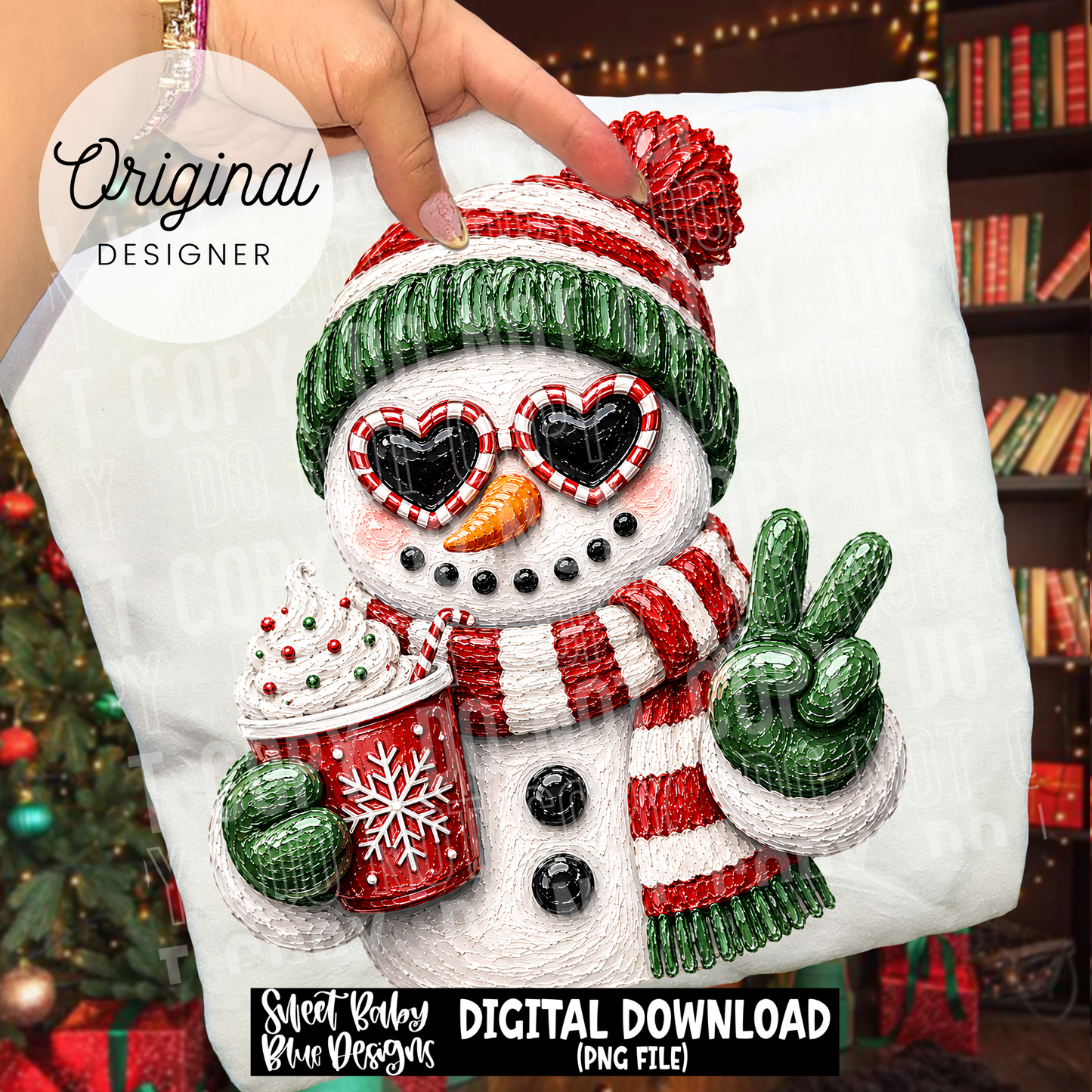Snowman - Faux Painted- Christmas - 2026 - PNG file- Digital Download