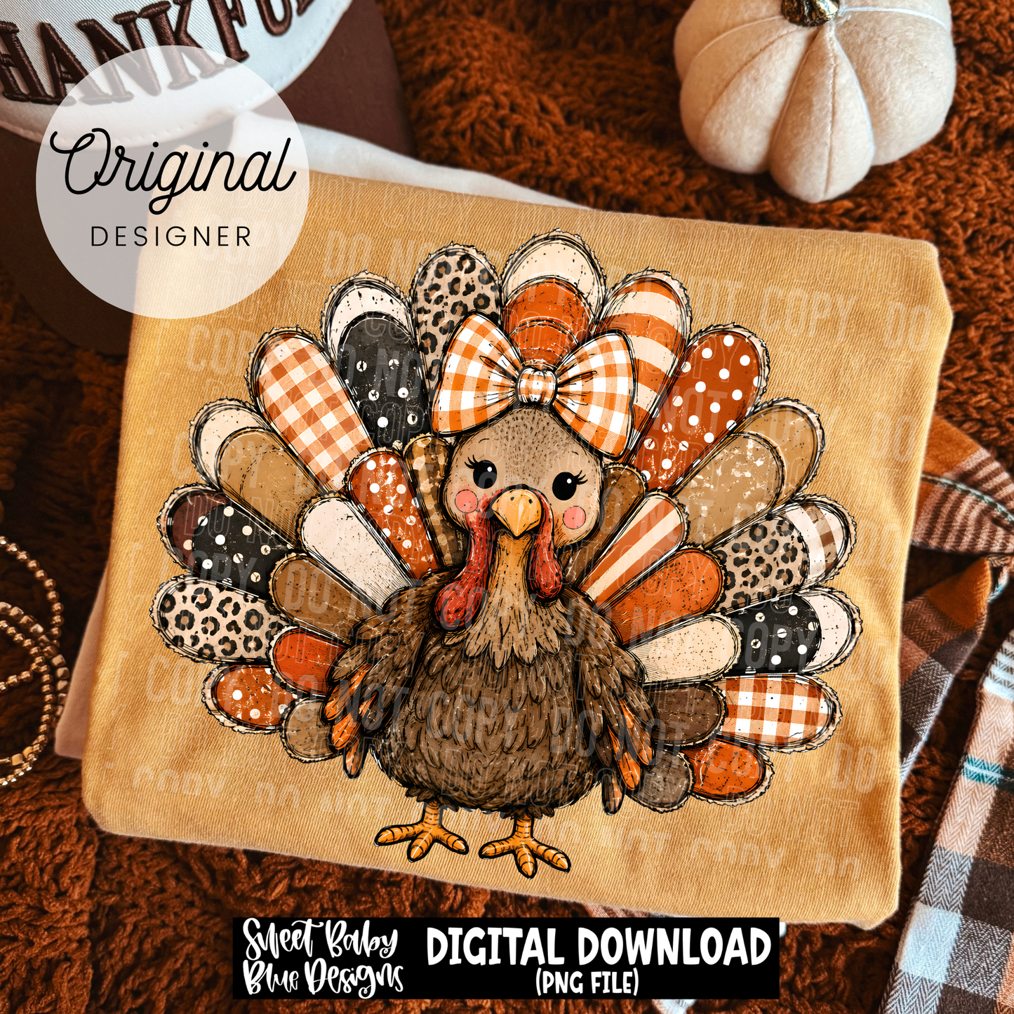 Turkey Girl Pattern- Thanksgiving - Fall - 2026 - PNG file- Digital Download