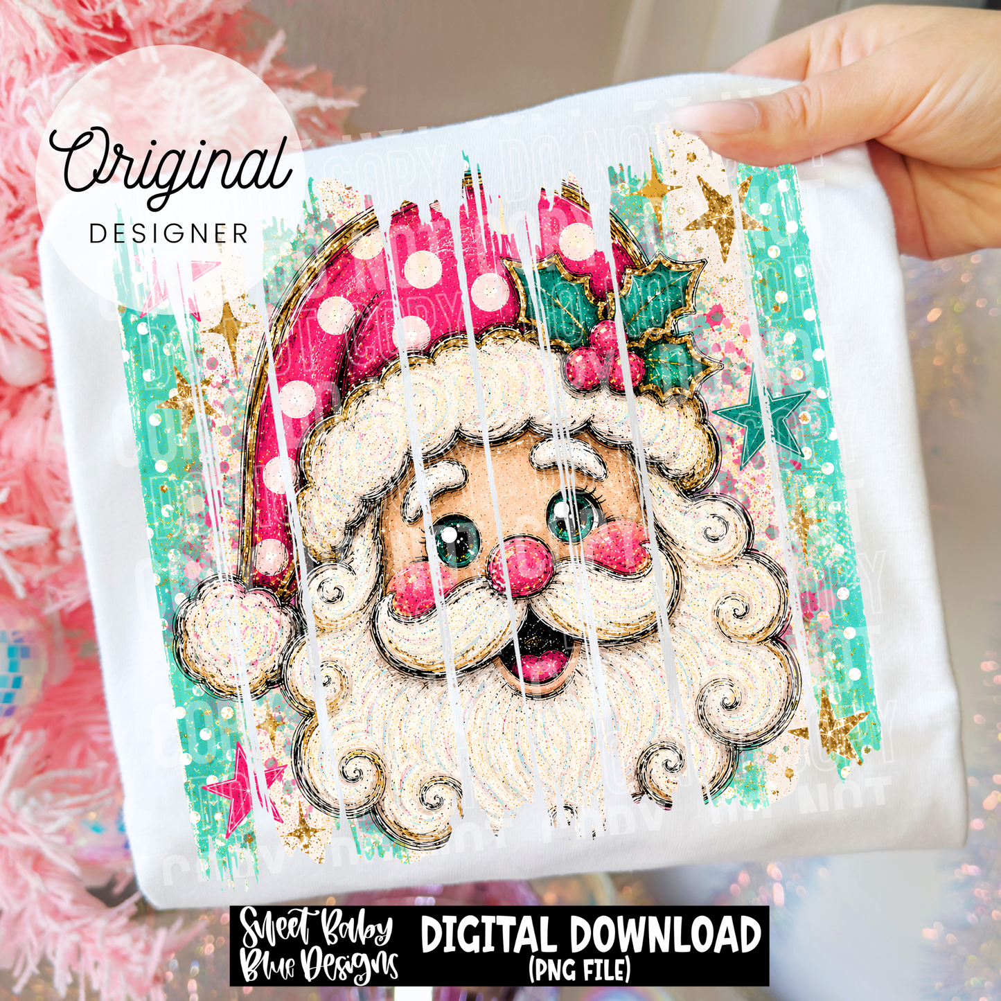 Santa Colorful- Christmas- Brush stroke - 2026 - PNG file- Digital Download