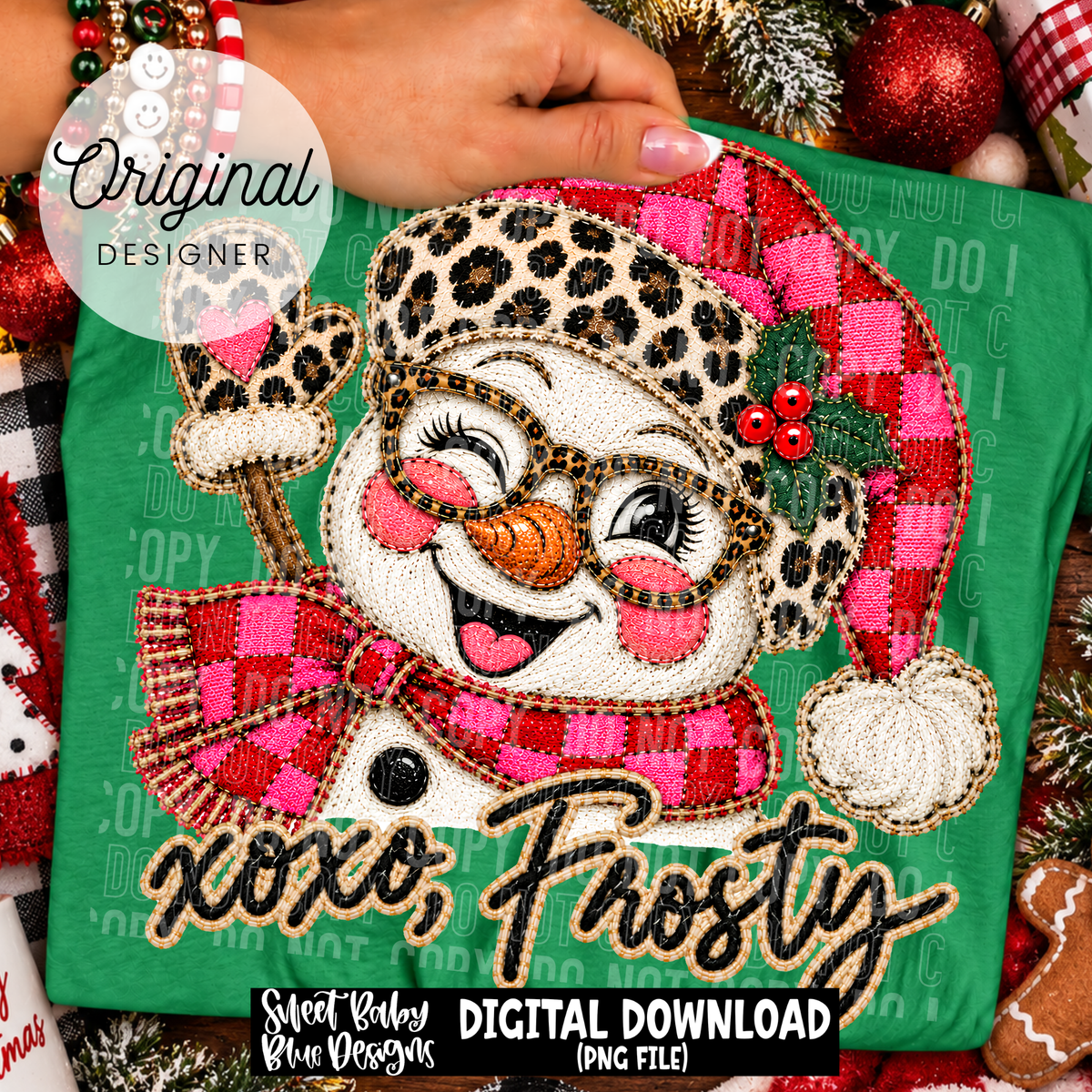 XOXO Frost- Snowman - Faux Embroidery - Christmas - 2026 - PNG file- Digital Download