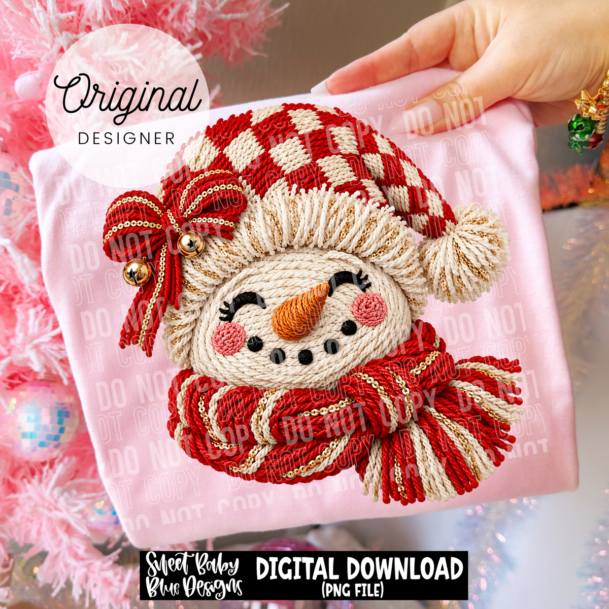 Snowman- Faux Yarn - Christmas - 2026 - PNG file- Digital Download