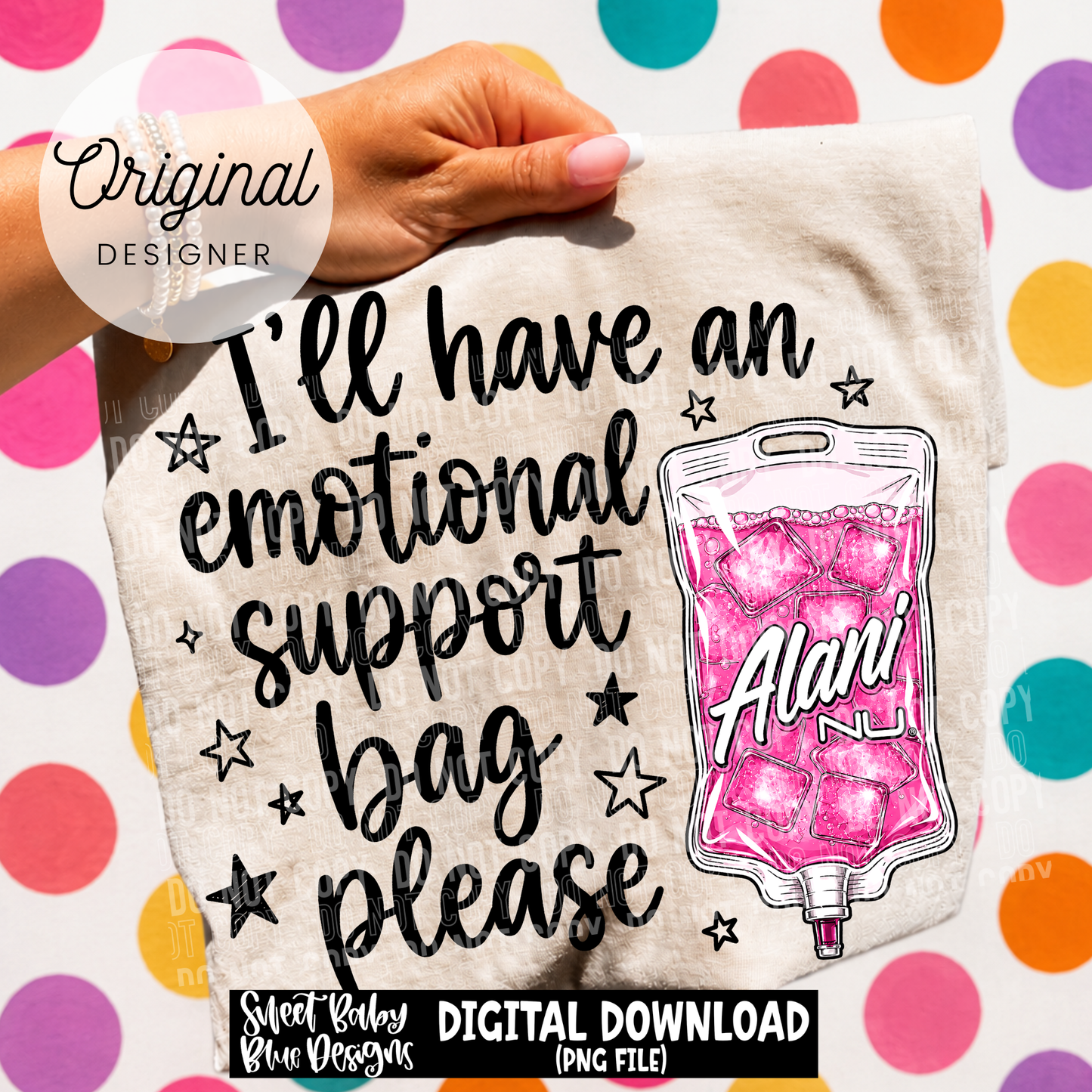 Emotional Support Bag A Pink - 2026 - PNG file- Digital Download