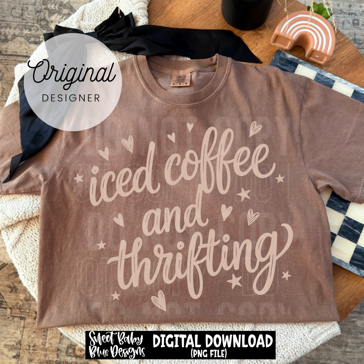Iced Coffee and Thrifting - 2026 - PNG file- Digital Download