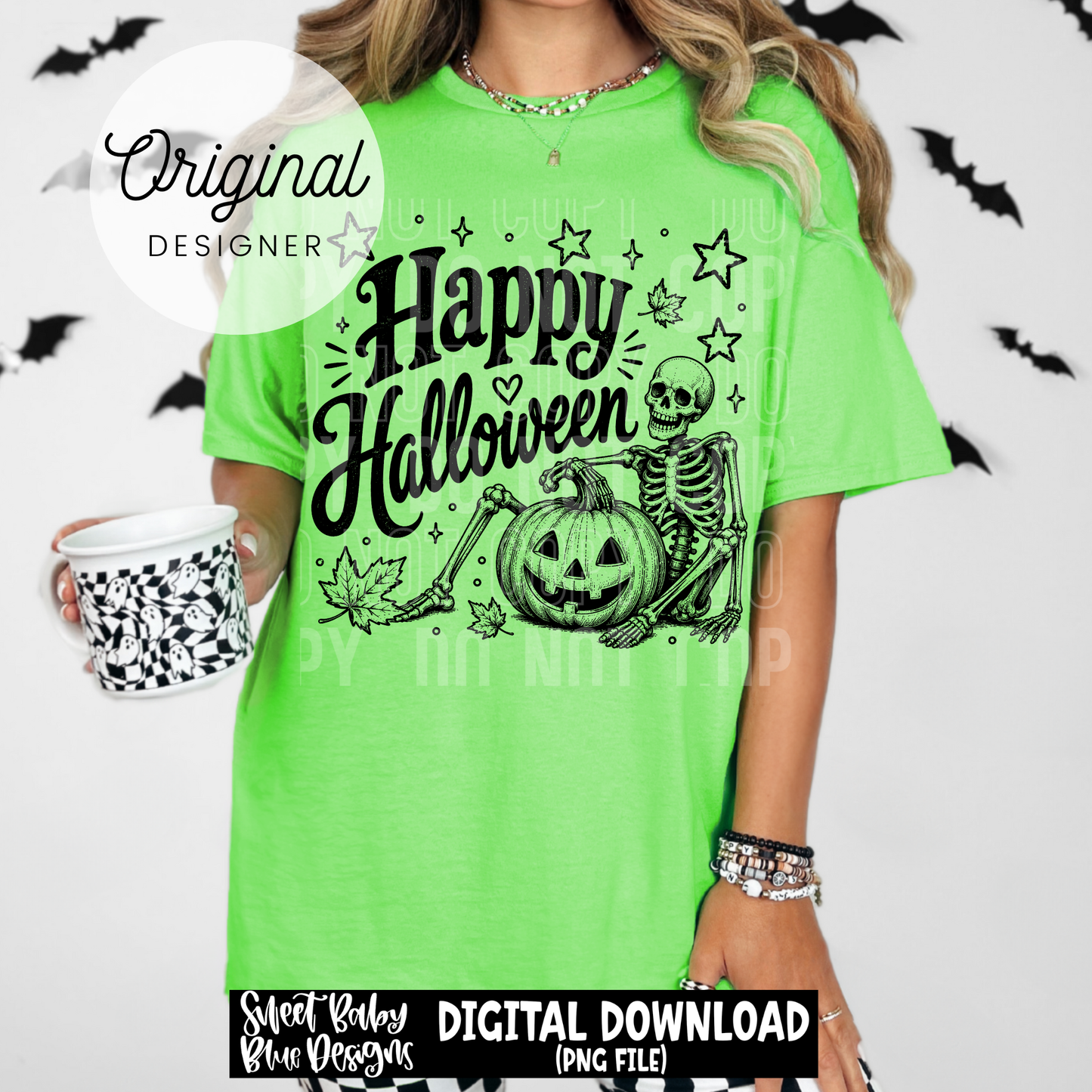 Happy Halloween Skeleton - 2026 - PNG file- Digital Download