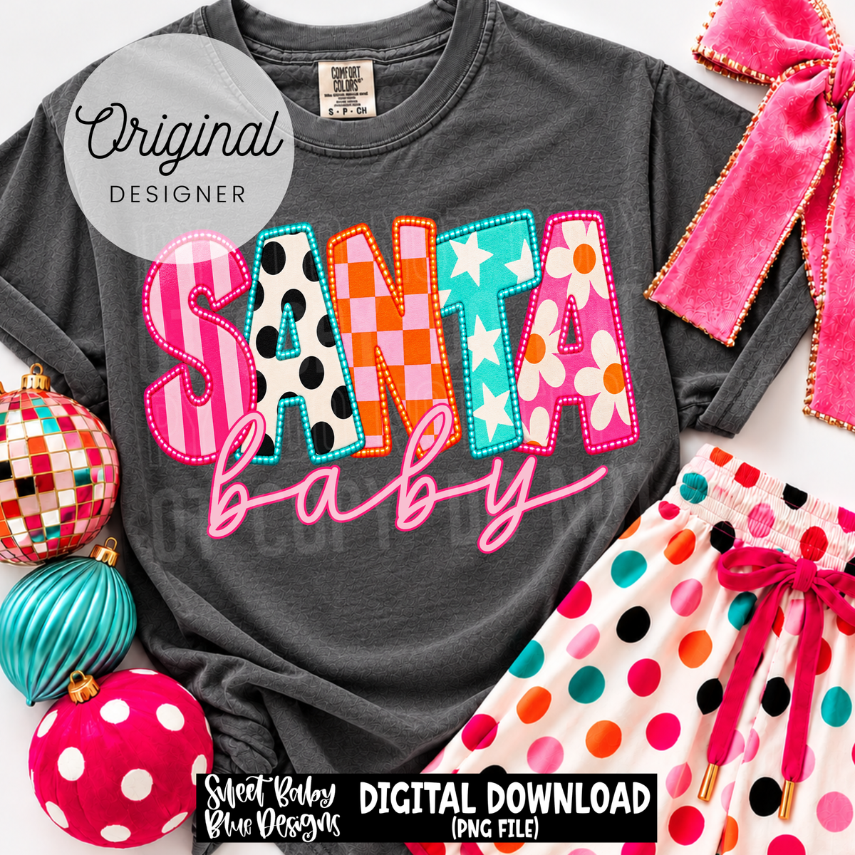 Santa Baby Colorful - Christmas - 2026 - PNG file- Digital Download