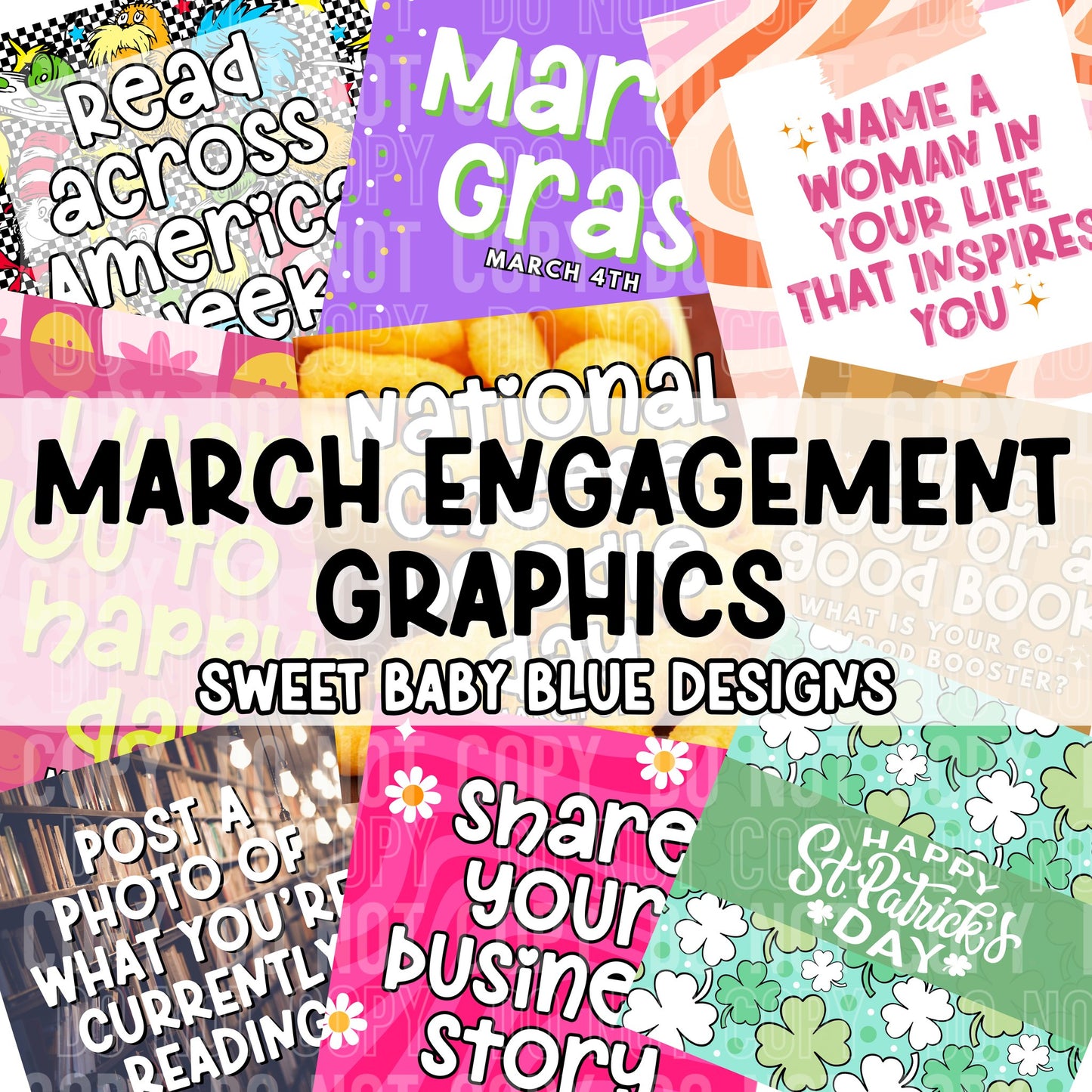 March engagement bundle- 40 graphic images- 2025- PNG file- Digital Download