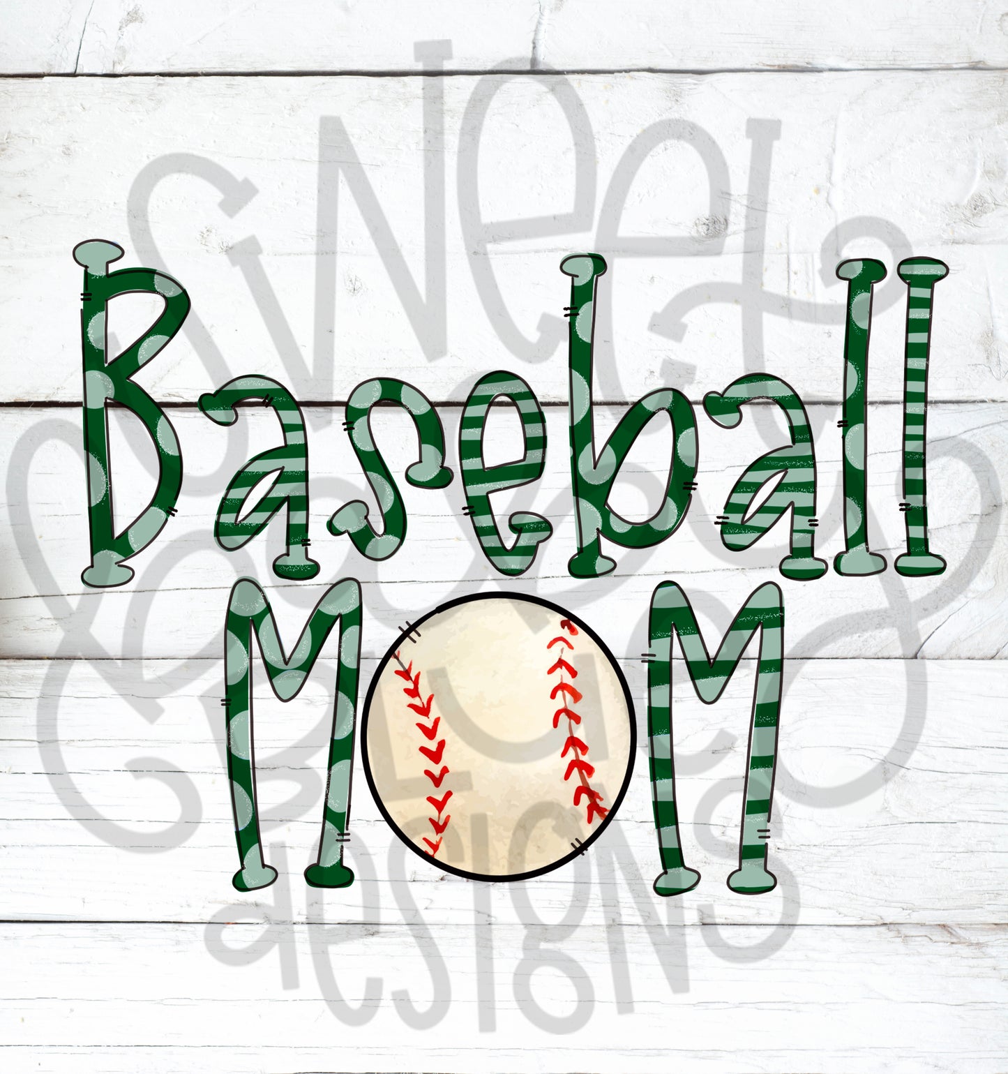 Baseball mom- Green- PNG file- Digital Download