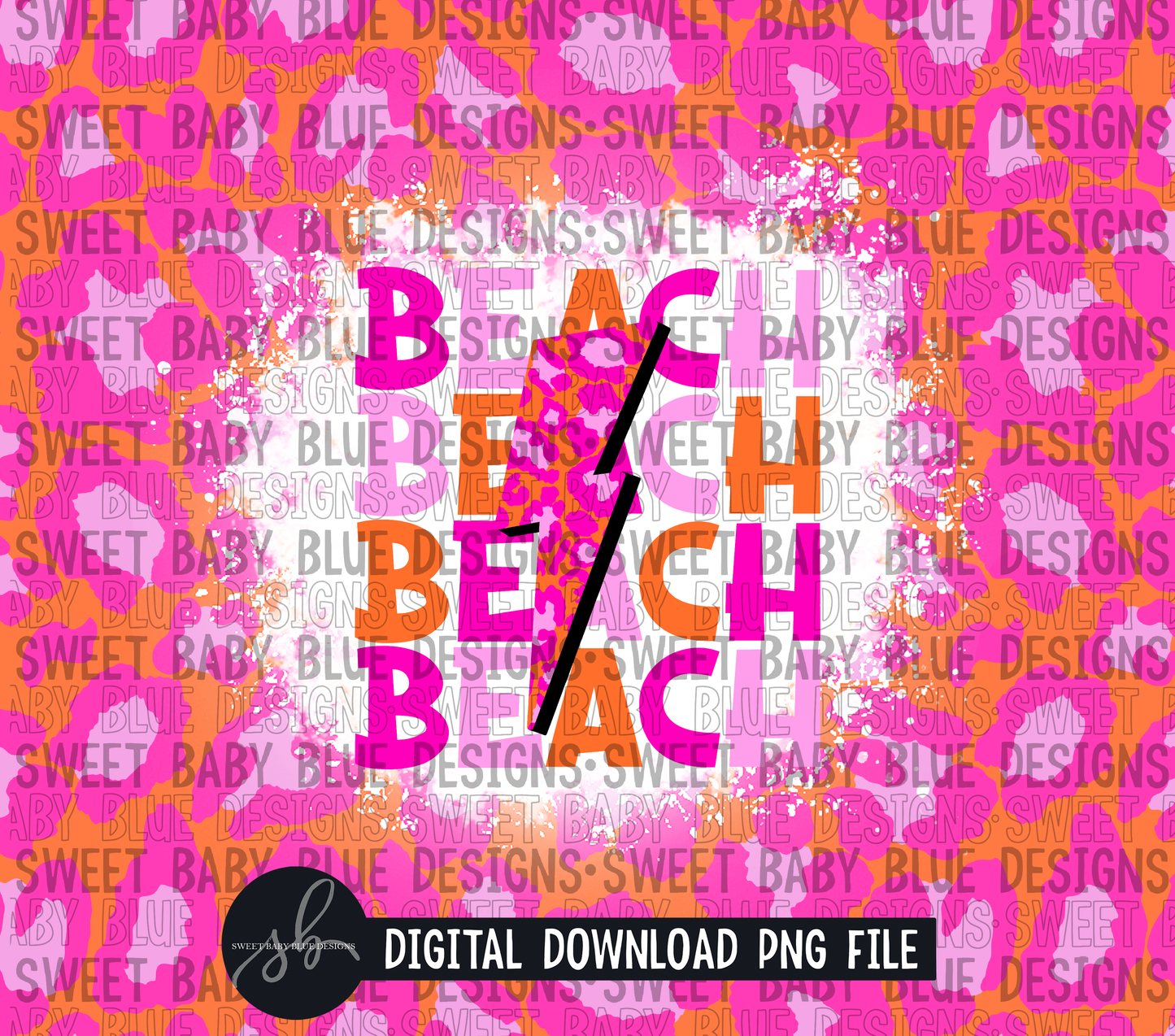 Beach- pink leopard- 20 oz. skinny tumbler- 2022 -PNG file- Digital Download
