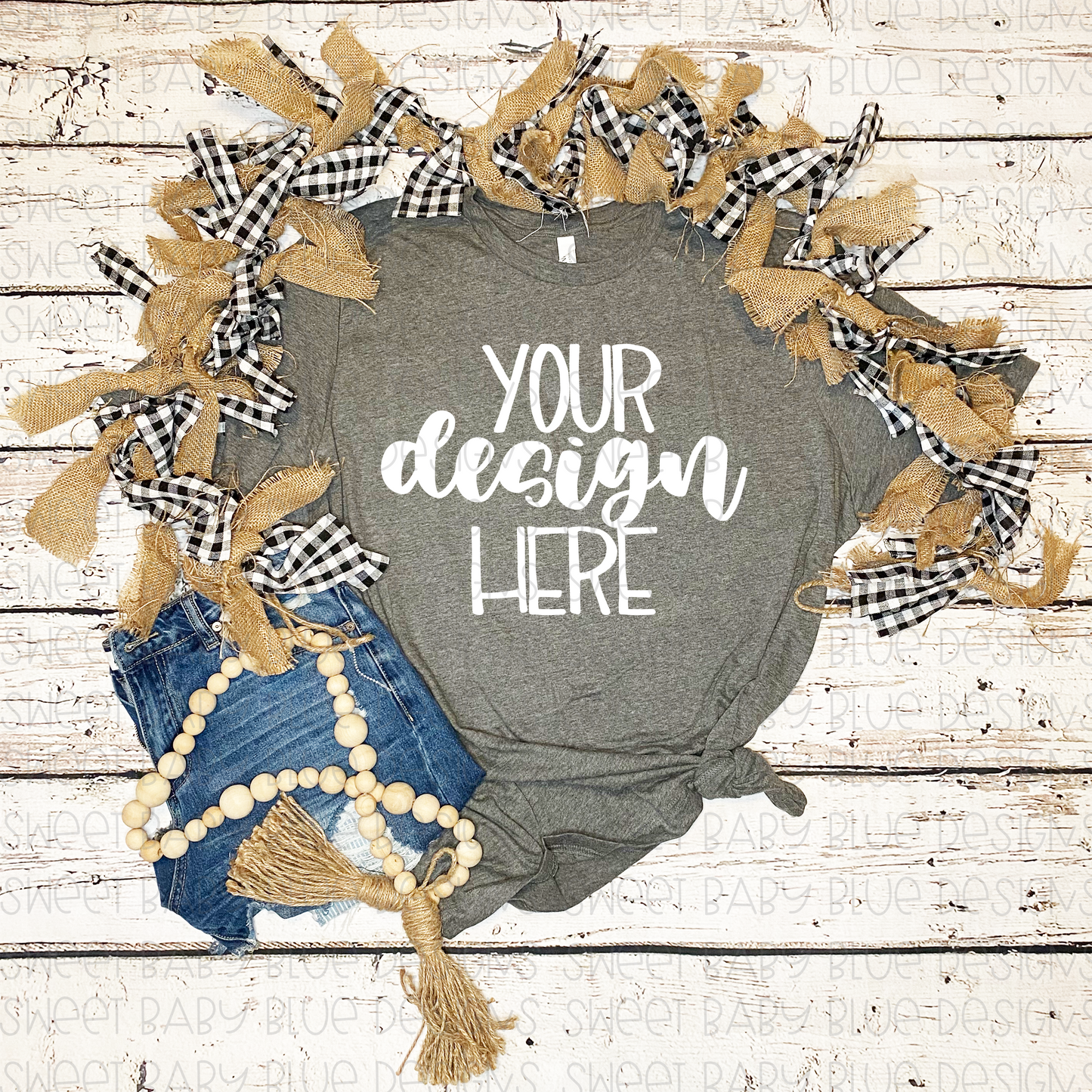 Bella Canvas 3001 Gray mockup- Fall Plaid- PNG file- Digital Download