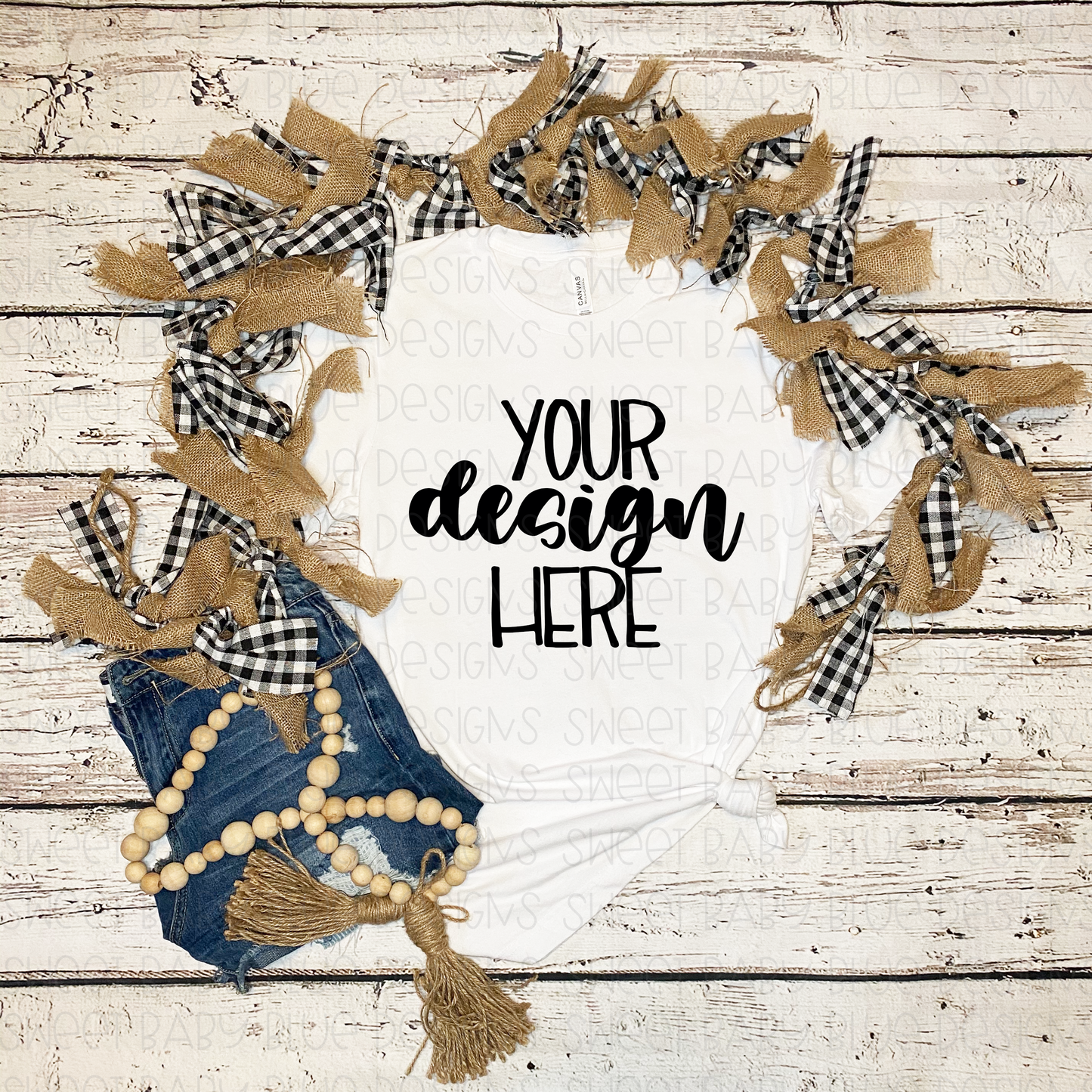 Bella Canvas 3001 White mockup- Fall Plaid- PNG file- Digital Download