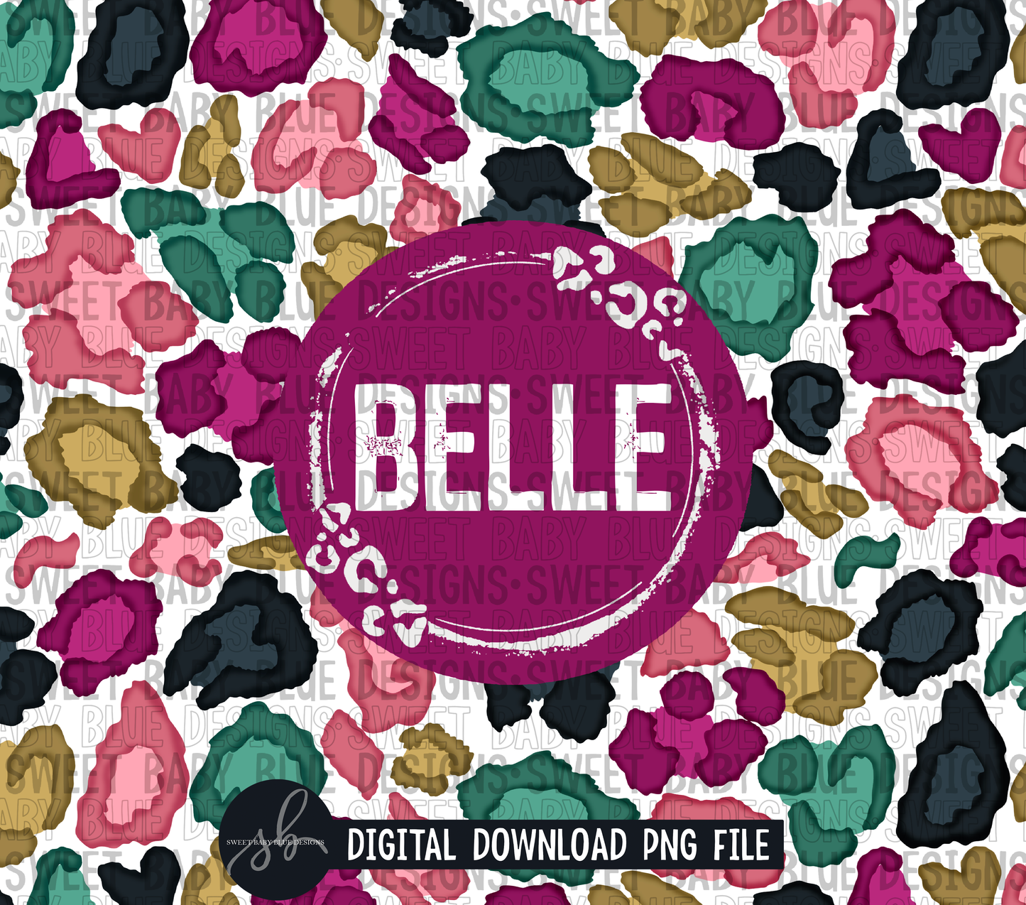 Belle- Leopard tumbler- 20 oz. skinny tumbler- 2022 -PNG file- Digital Download