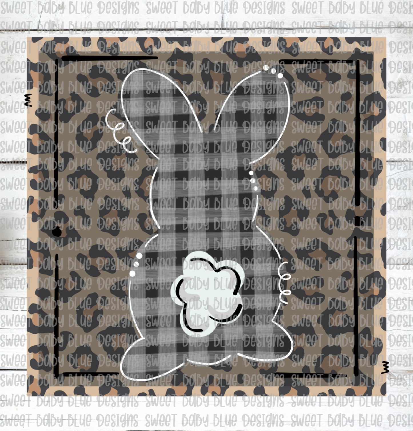Bunny- Easter- Leopard- Plaid- PNG file- Digital Download