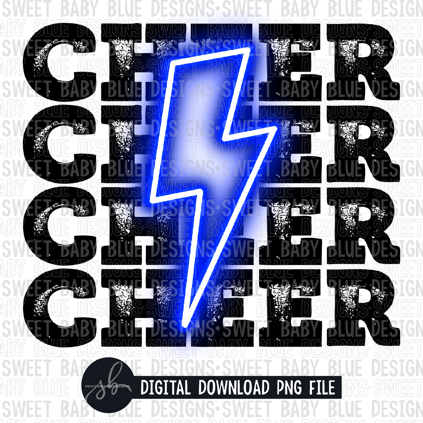 Cheer- Blue bolt- 2022 -PNG file- Digital Download