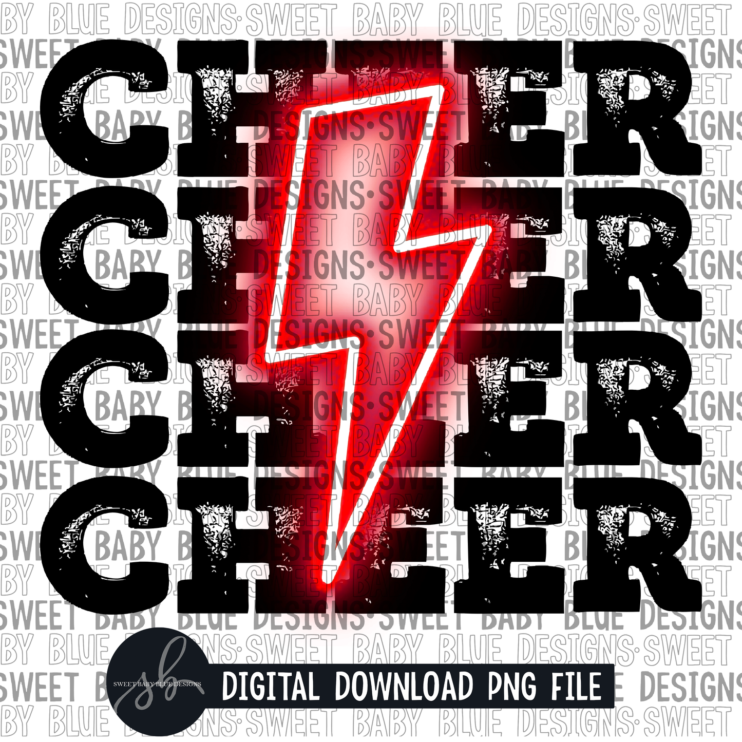 Cheer- Red bolt- No leopard- 2022 - PNG file- Digital Download