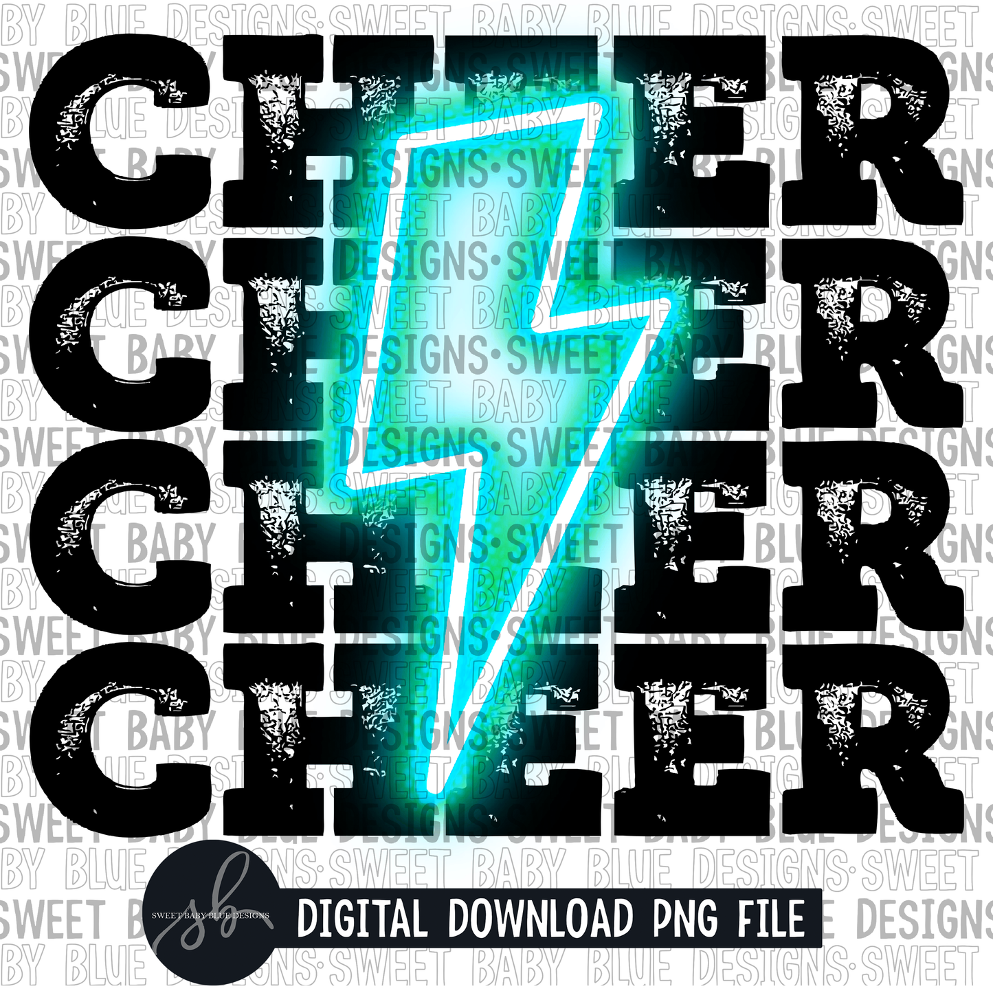 Cheer- Teal bolt- 2022 - PNG file- Digital Download