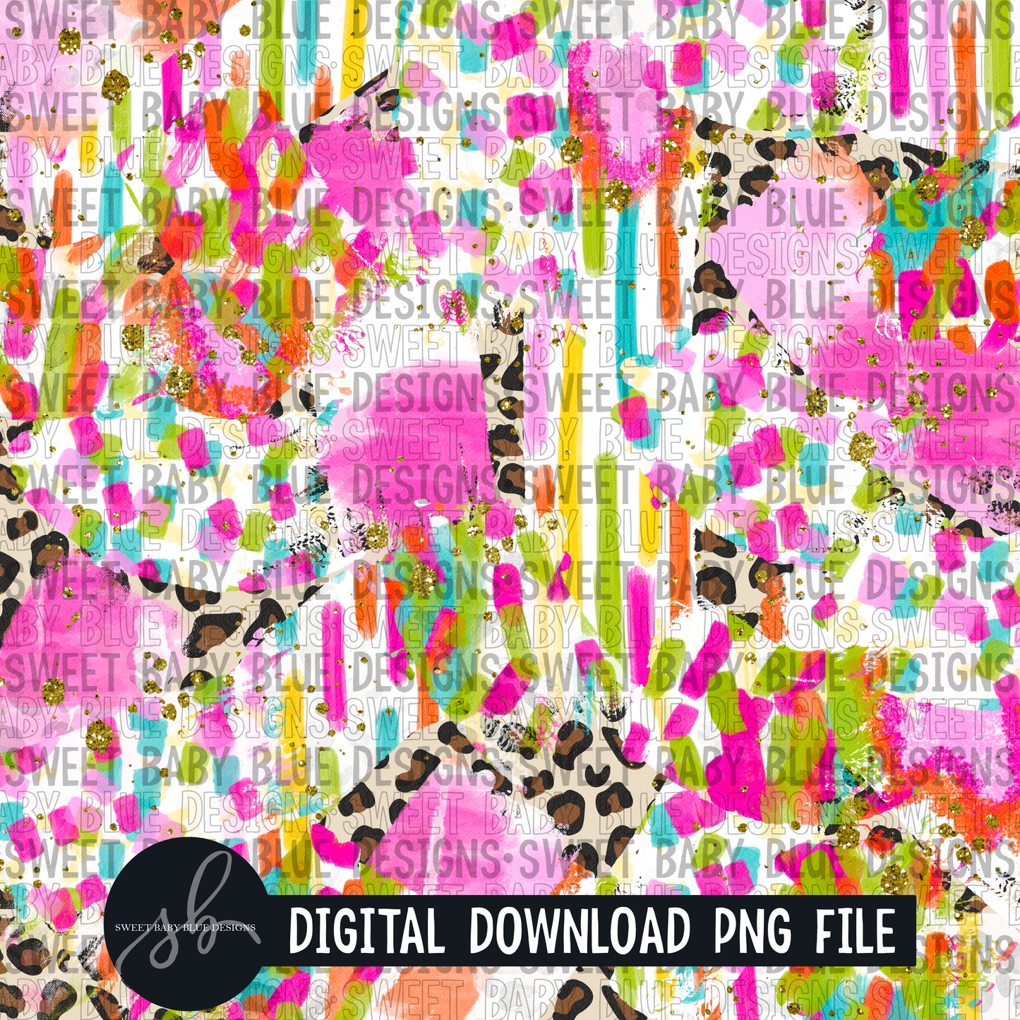 Colorful brushstroke leopard digital paper- Digital paper - 2022 -PNG file- Digital Download