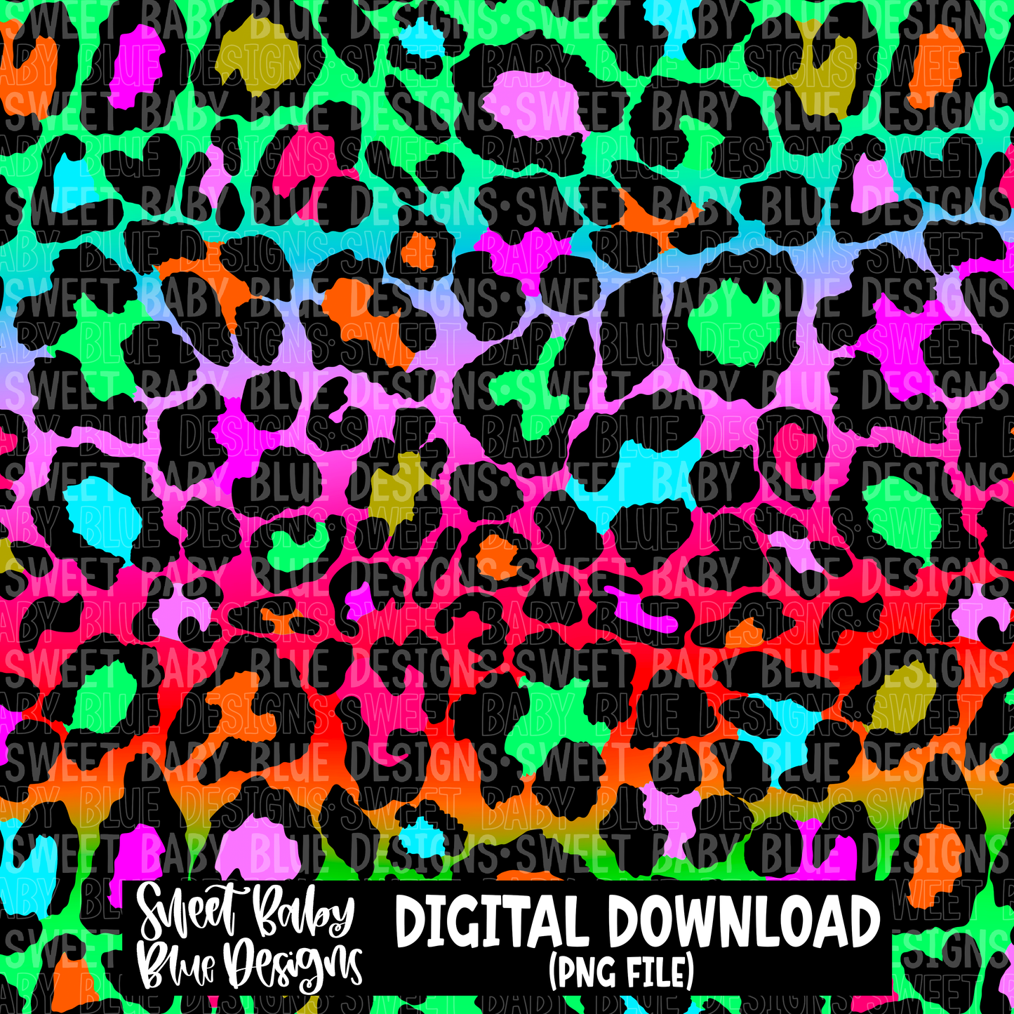 Colorful leopard ombre- Digital paper- 2023 - PNG file- Digital Download