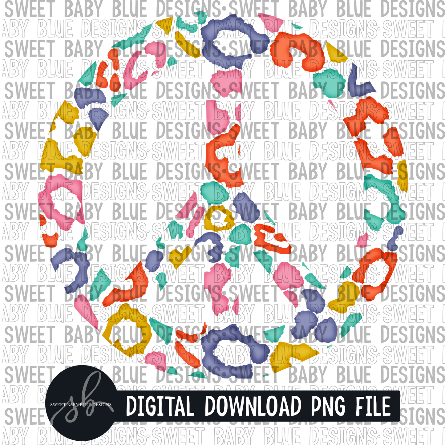 Colorful leopard peace- 2022 - PNG file- Digital Download