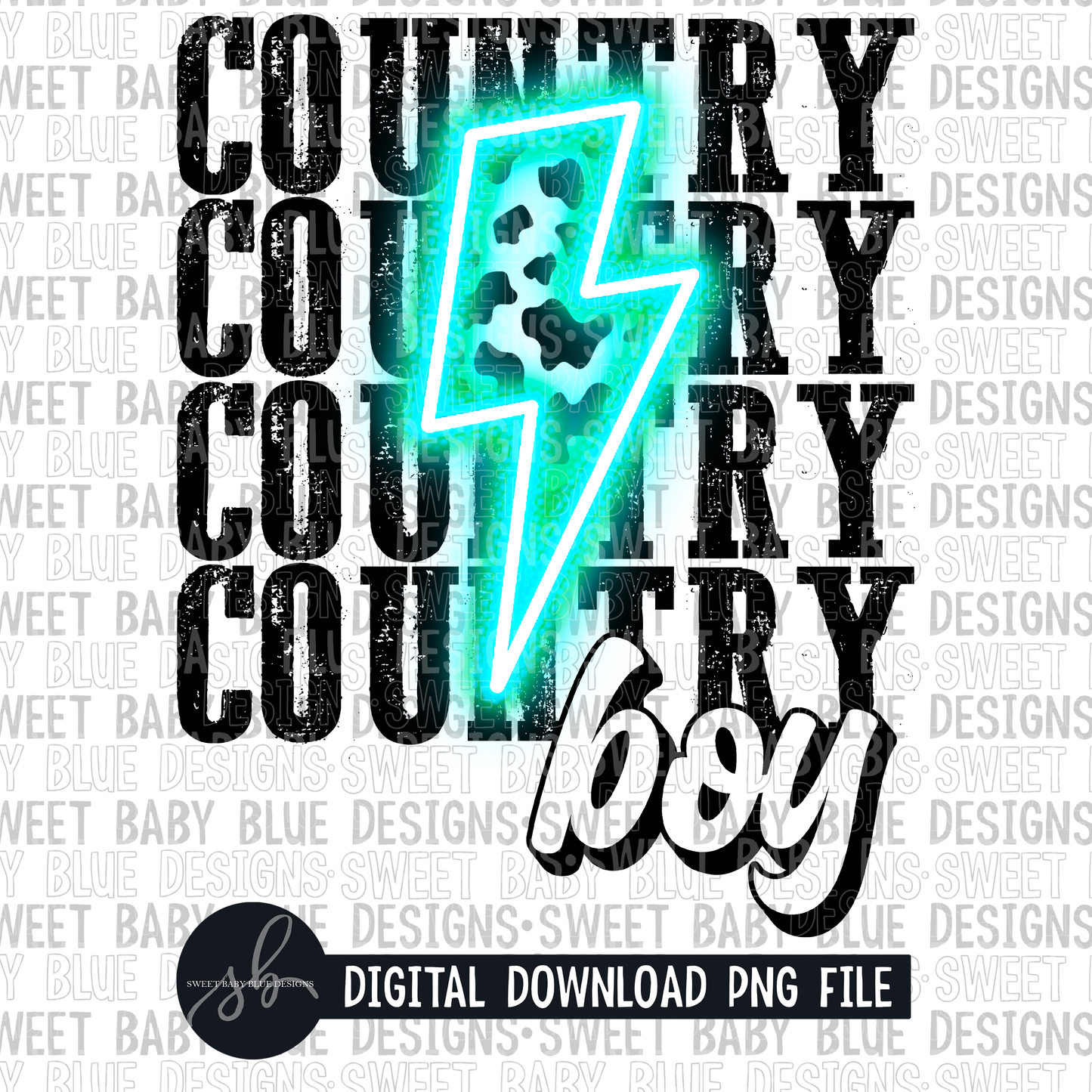 Country boy- Cow bolt- Neon- 2022 - PNG file- Digital Download