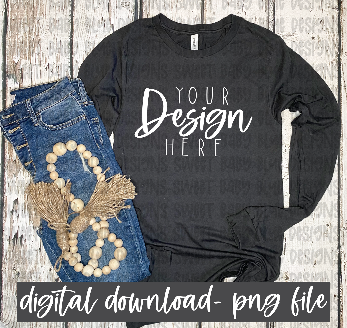 3501 Bella Canvas Dark Grey long sleeve mockup- PNG file- Digital Download