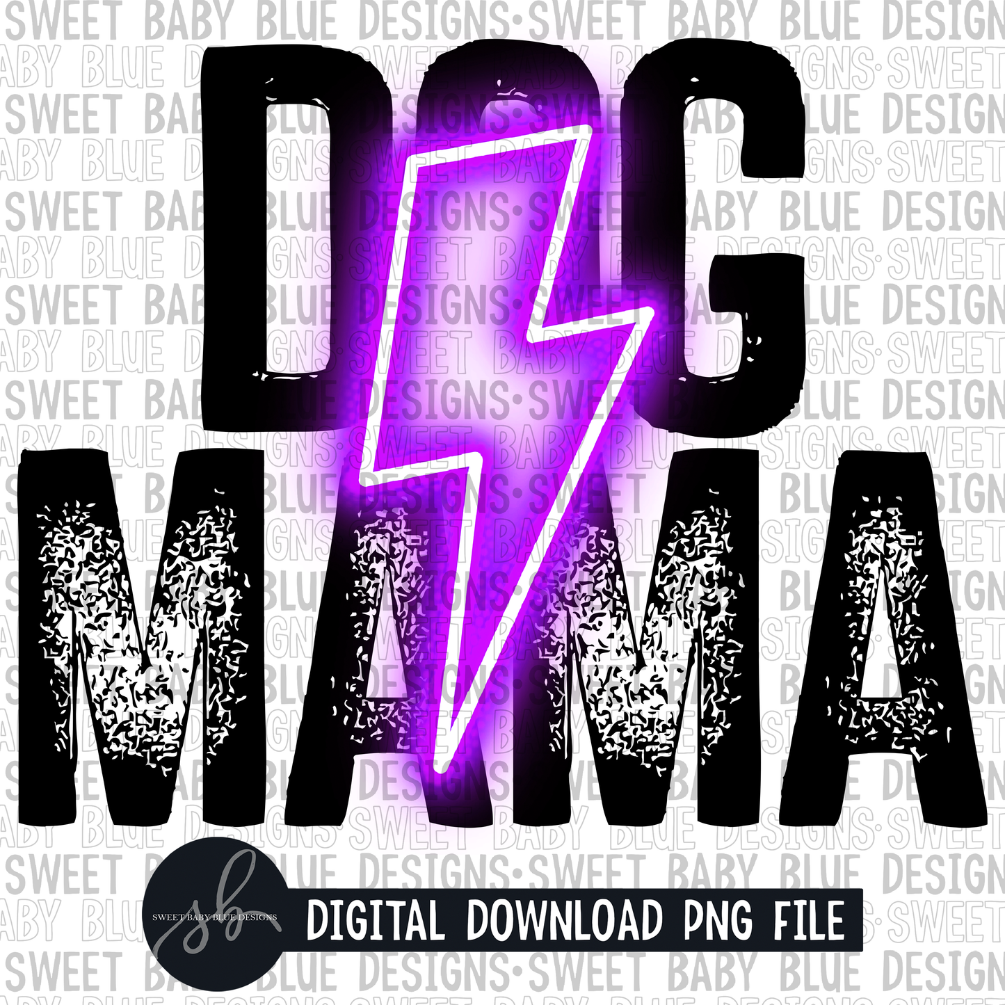 Dog mama- Purple bolt- 2022 - PNG file- Digital Download