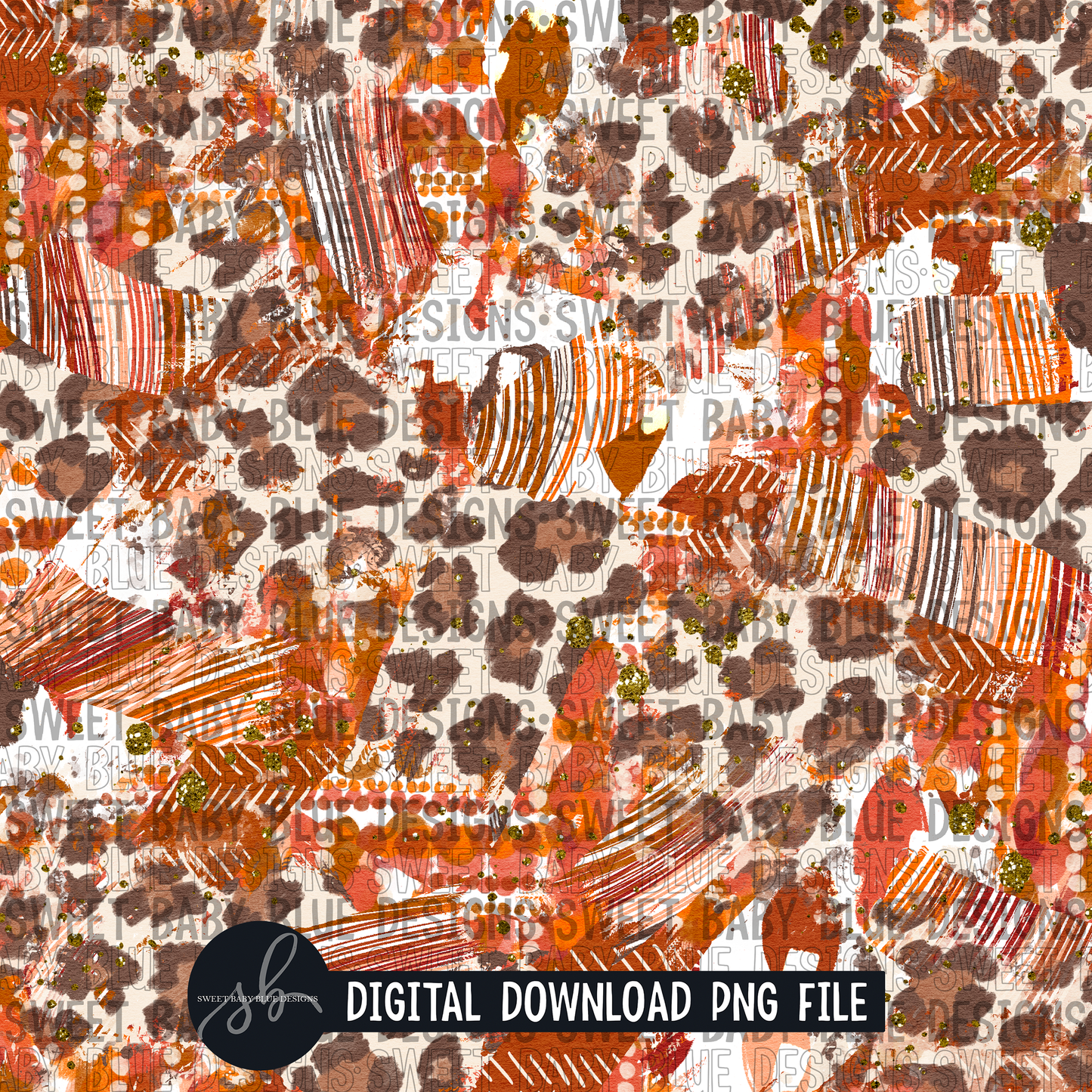 Fall- Brushstroke- Leopard- Digital paper- 2022- PNG file- Digital Download