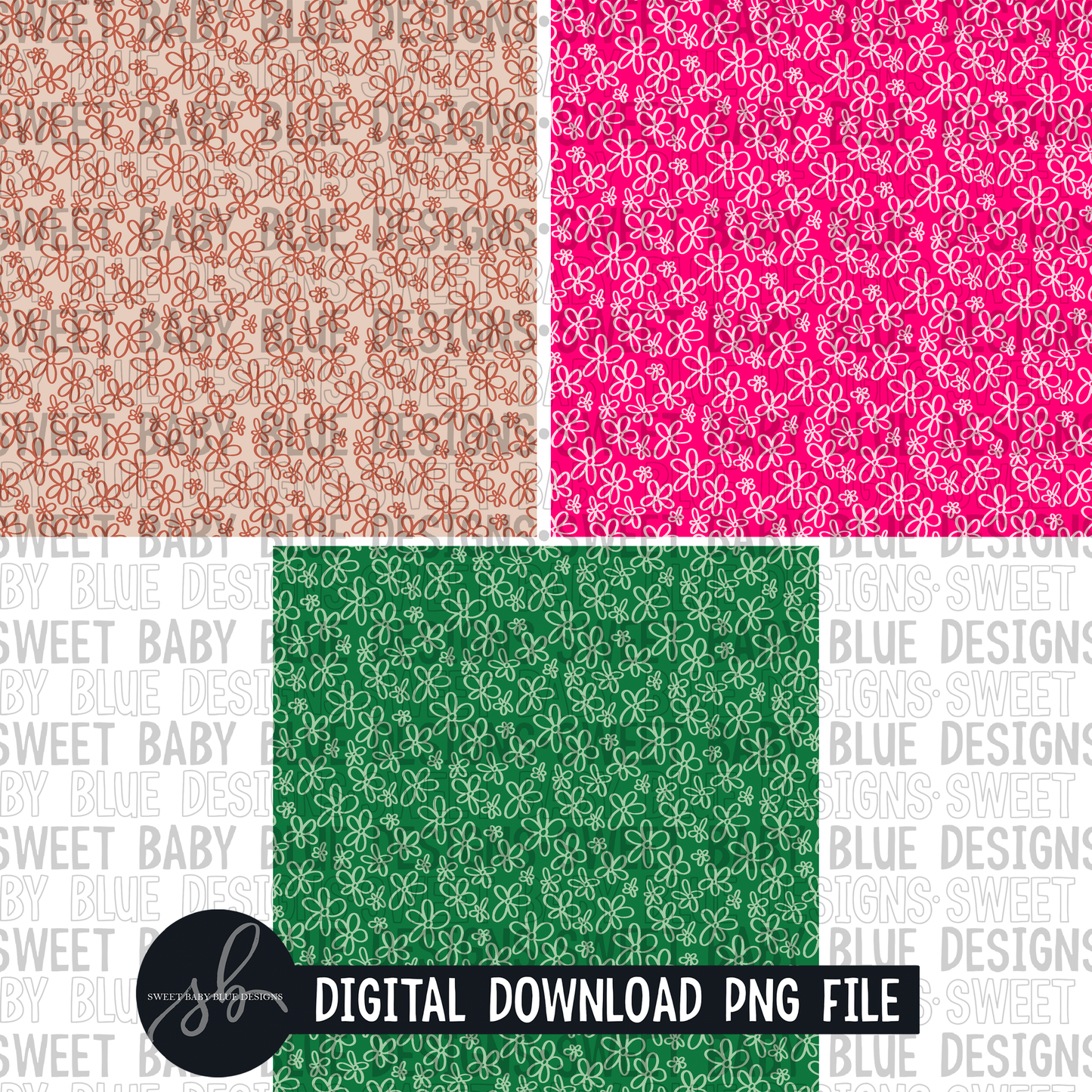 Floral digital paper- 3 digital papers- Digital paper - 2022 -PNG file- Digital Download