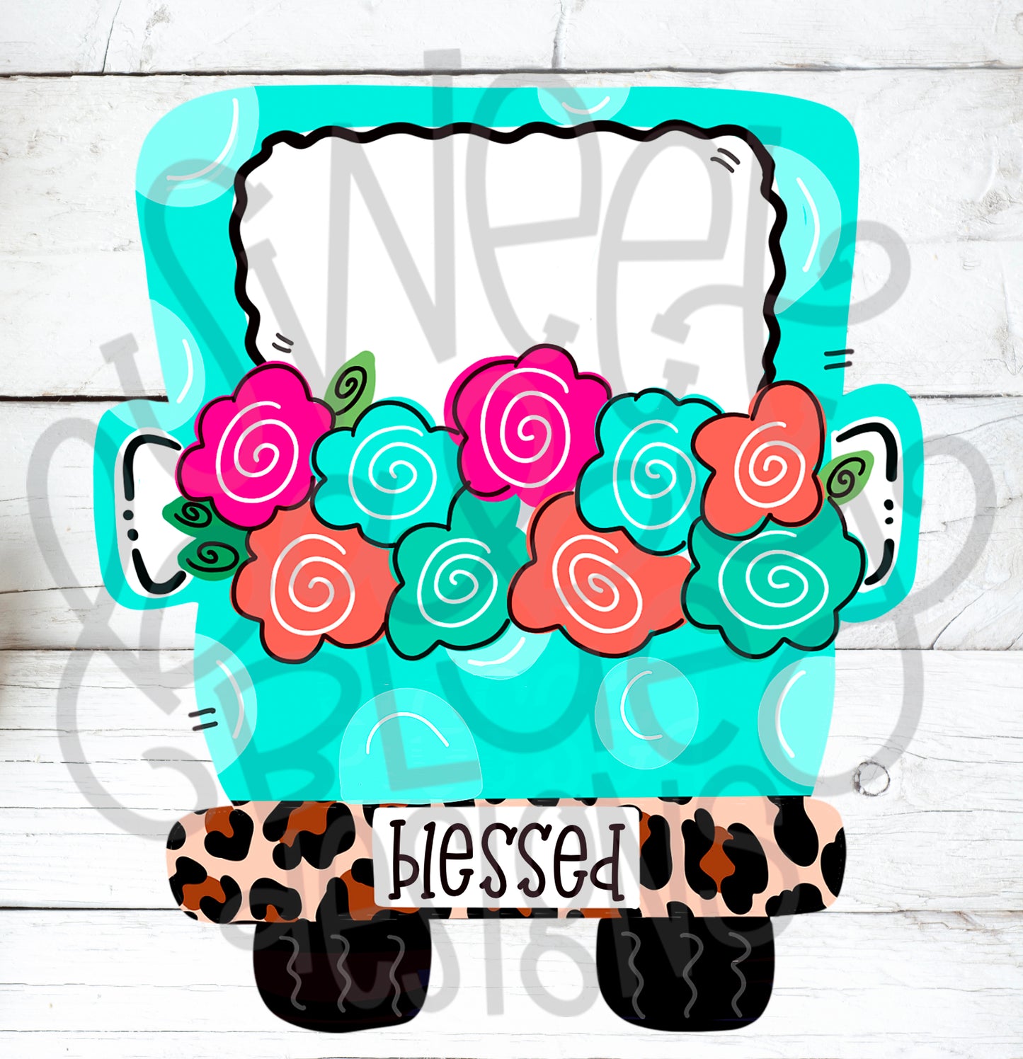 Blessed Truck- Floral - PNG file- Digital Download