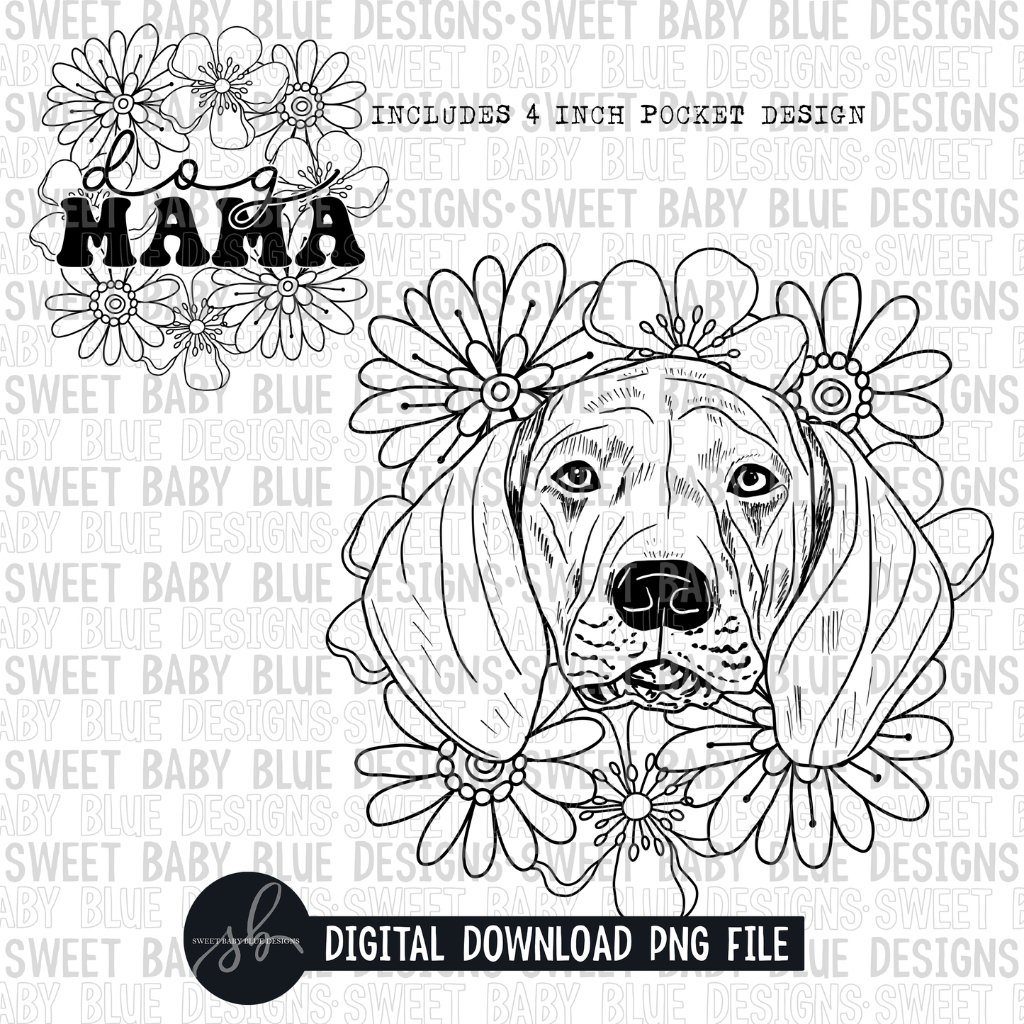 German short haired pointer floral- Single color- 2022 - PNG file- Digital Download