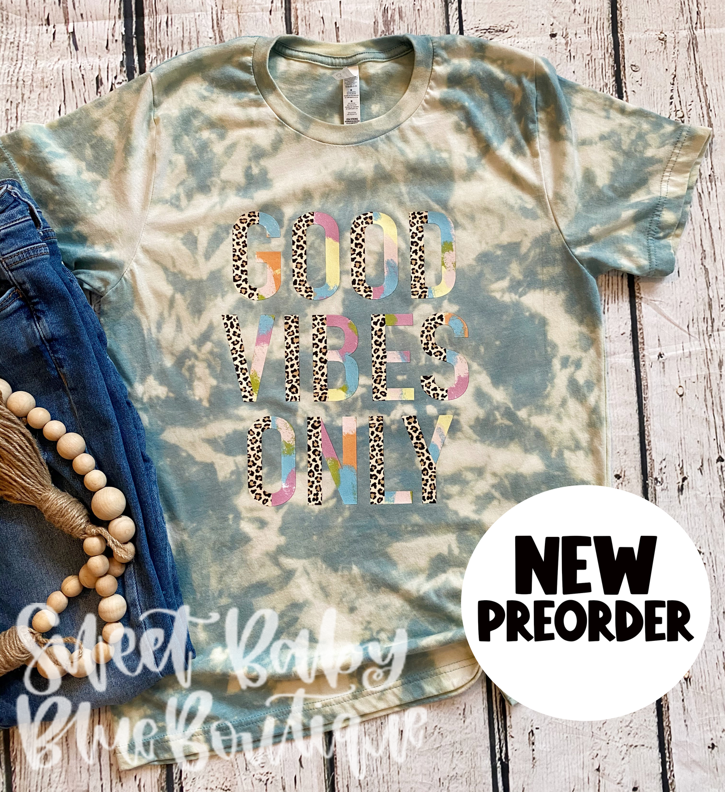 Good Vibes Only- Bleached Short Sleeve