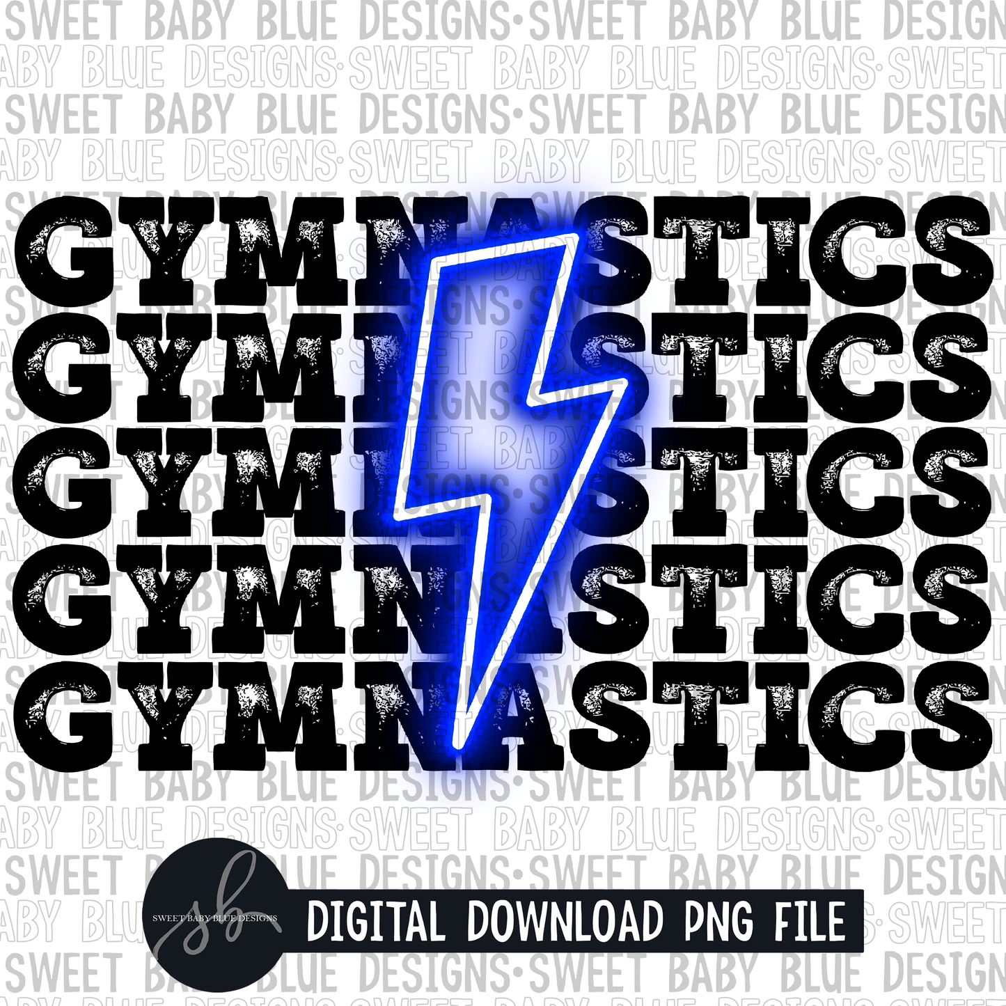 Gymnastics- Blue bolt- 2022 - PNG file- Digital Download