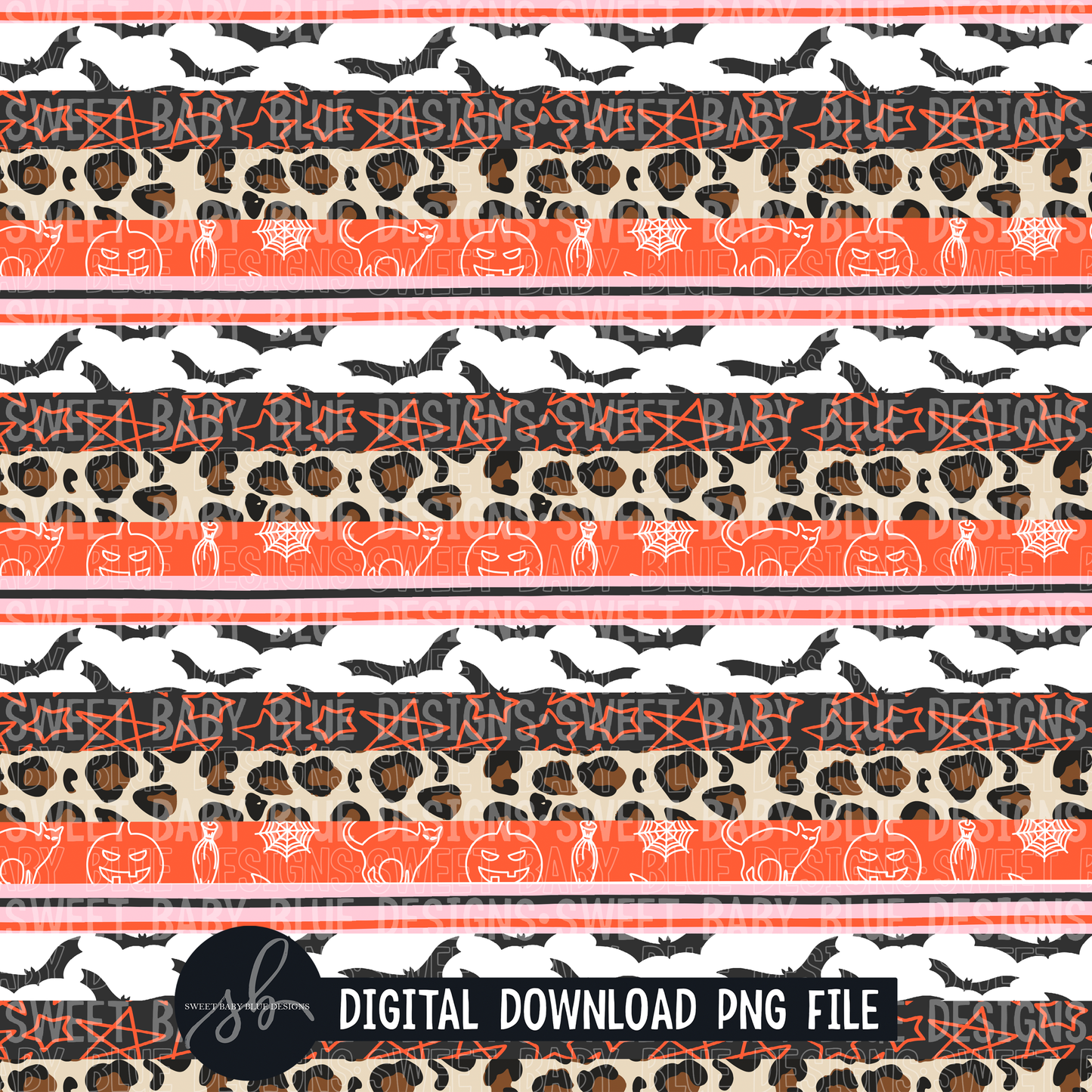 Halloween- Printed stripe- Digital paper- 2022- PNG file- Digital Download