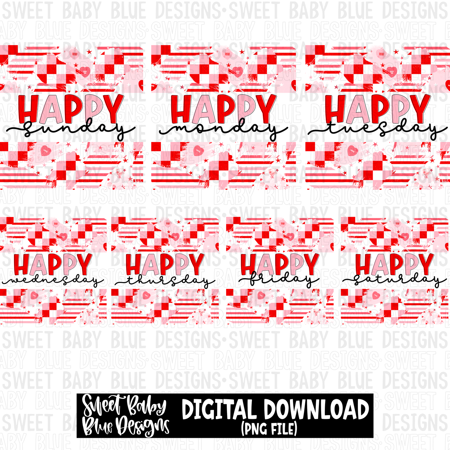 Happy days of week bundle- Valentine's Day - Interactive post- PNG file- Digital Download