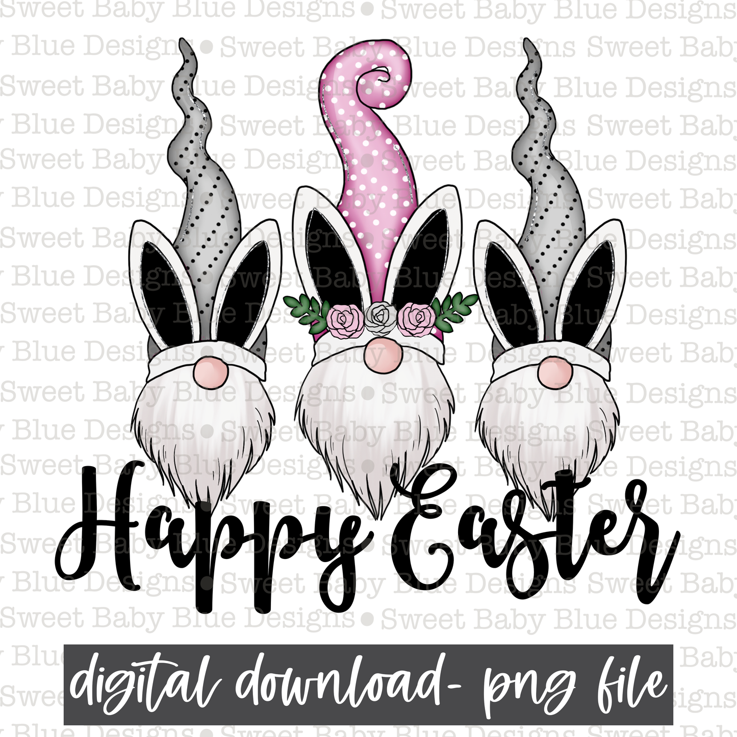 Happy Easter- Gnomes- PNG file- Digital Download