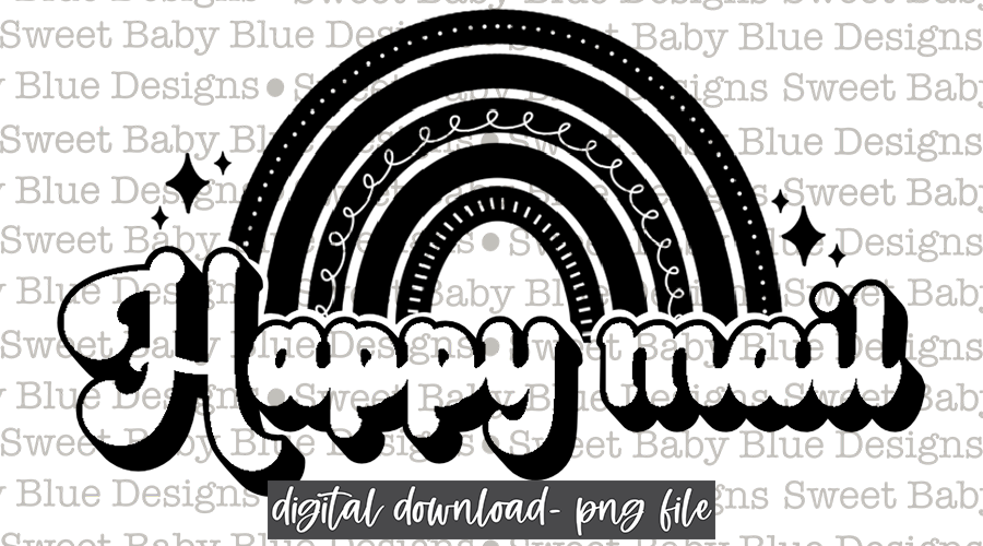 Happy mail - Thermal Sticker- Designed in 2.25 x 1.25- 2021- PNG file- Digital Download