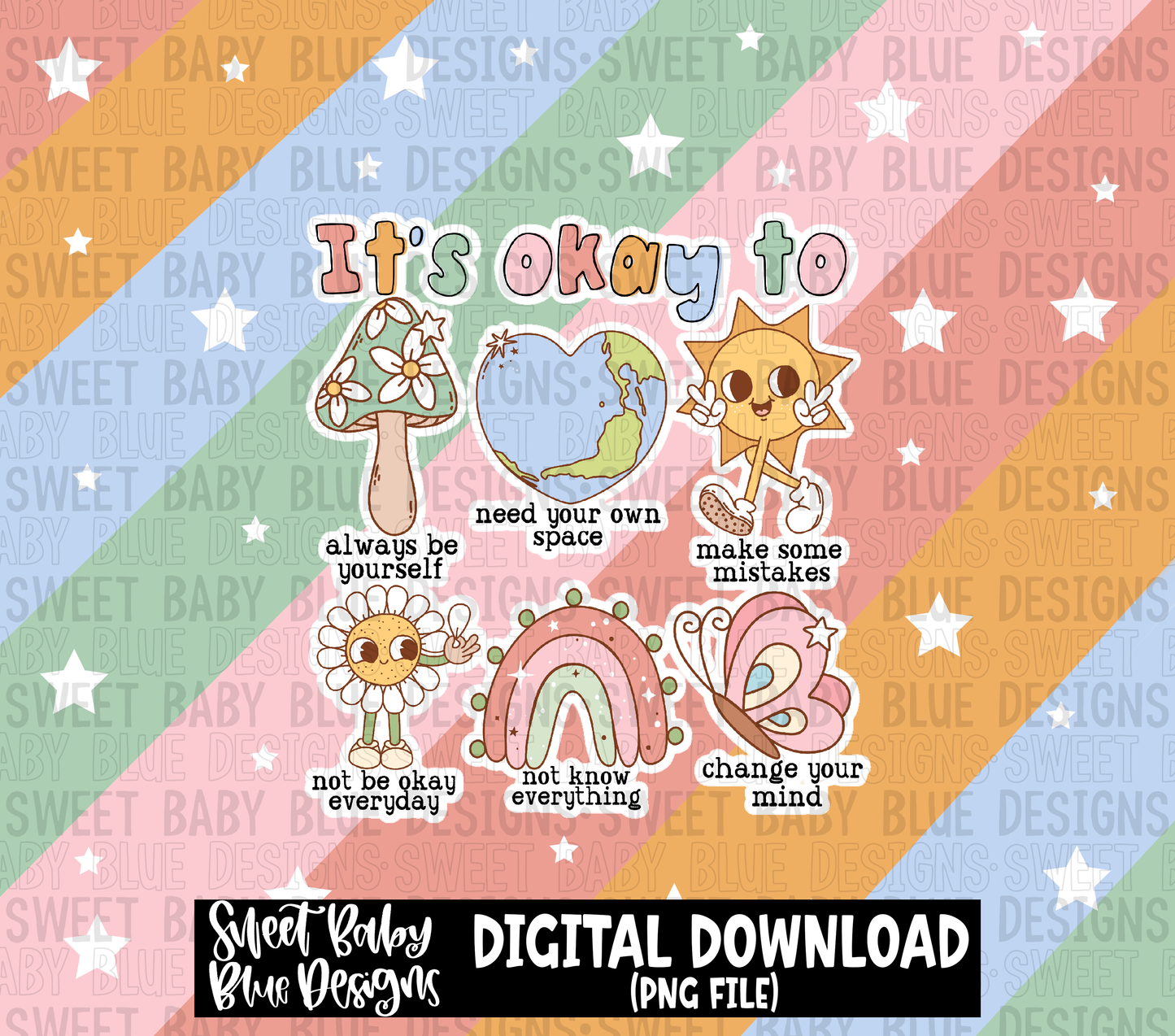 It's okay to- Mental health - 20 oz. skinny tumbler- 2022 -PNG file- Digital Download