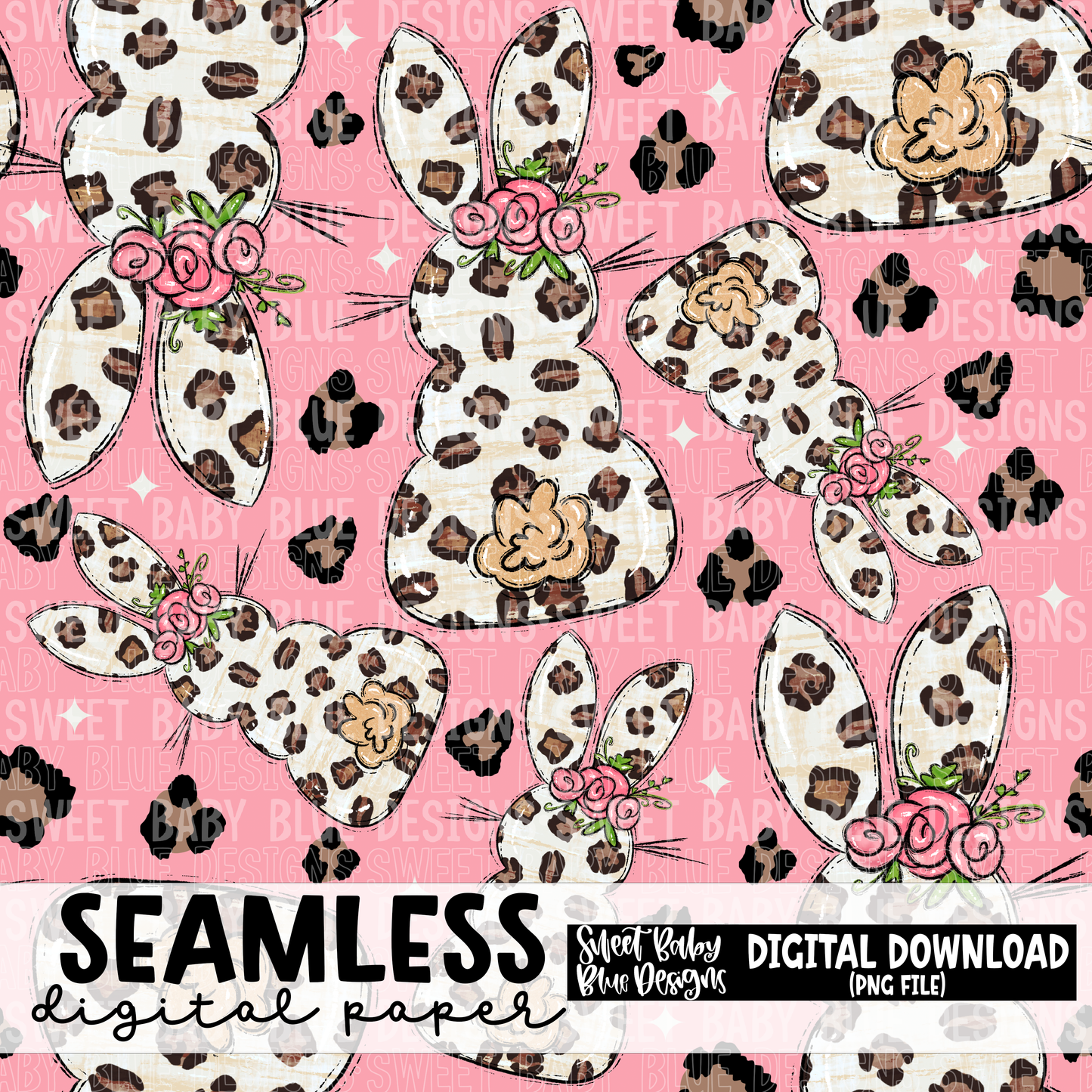 Leopard bunny - Easter- Seamless - Digital paper- 2023 - PNG file- Digital Download