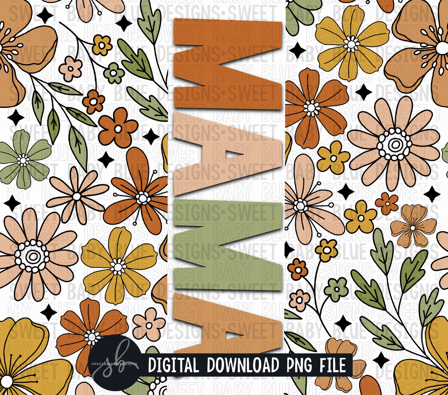 Mama- Retro floral- 20 oz. skinny tumbler- 2022 -PNG file- Digital Download