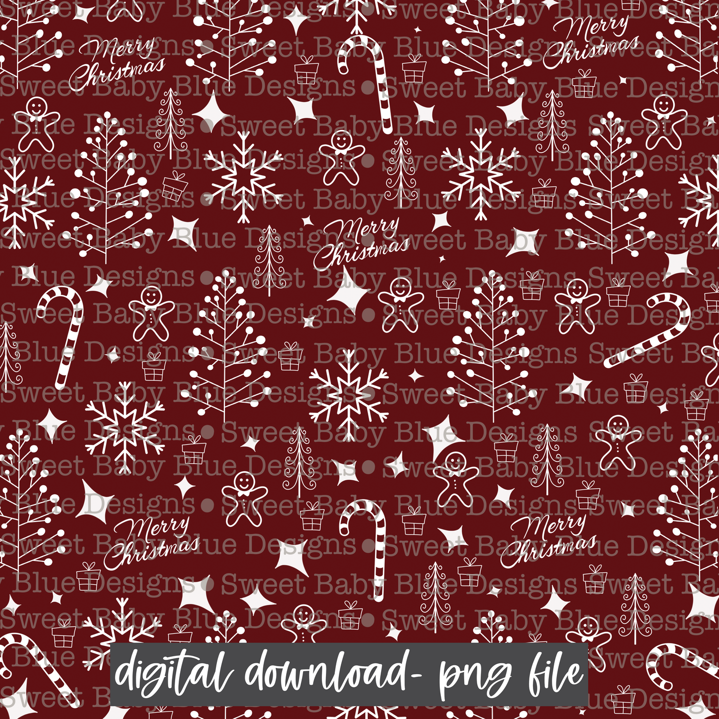 Maroon Christmas doodle- Christmas- Digital paper- 2021- PNG file- Digital Download