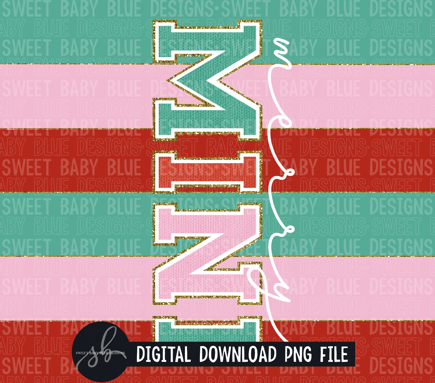 Merry mini - Glitter- Christmas- 20 oz. skinny tumbler- 2022 -PNG file- Digital Download