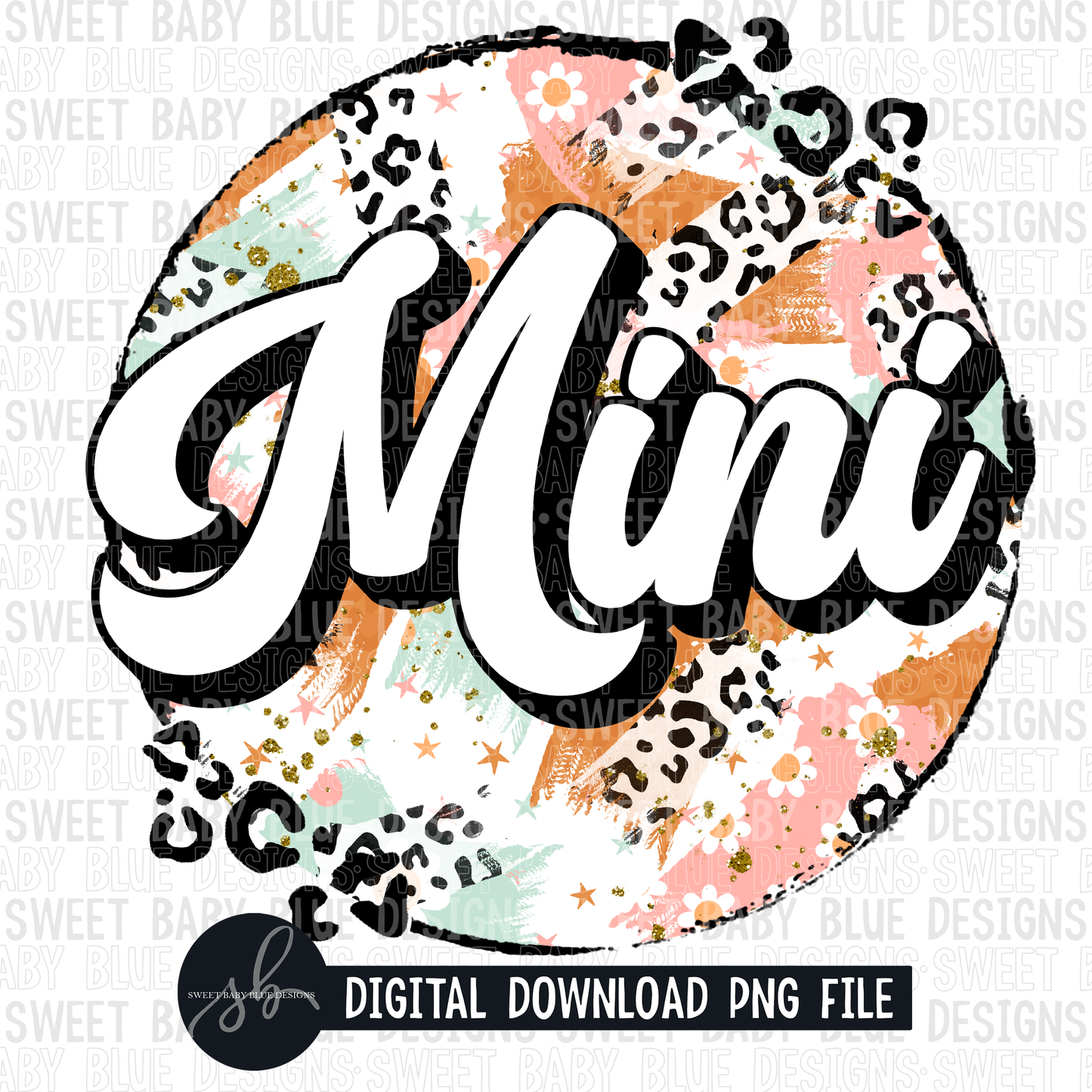 Mini- Happy spring- Leopard circle- 2022 - PNG file- Digital Download