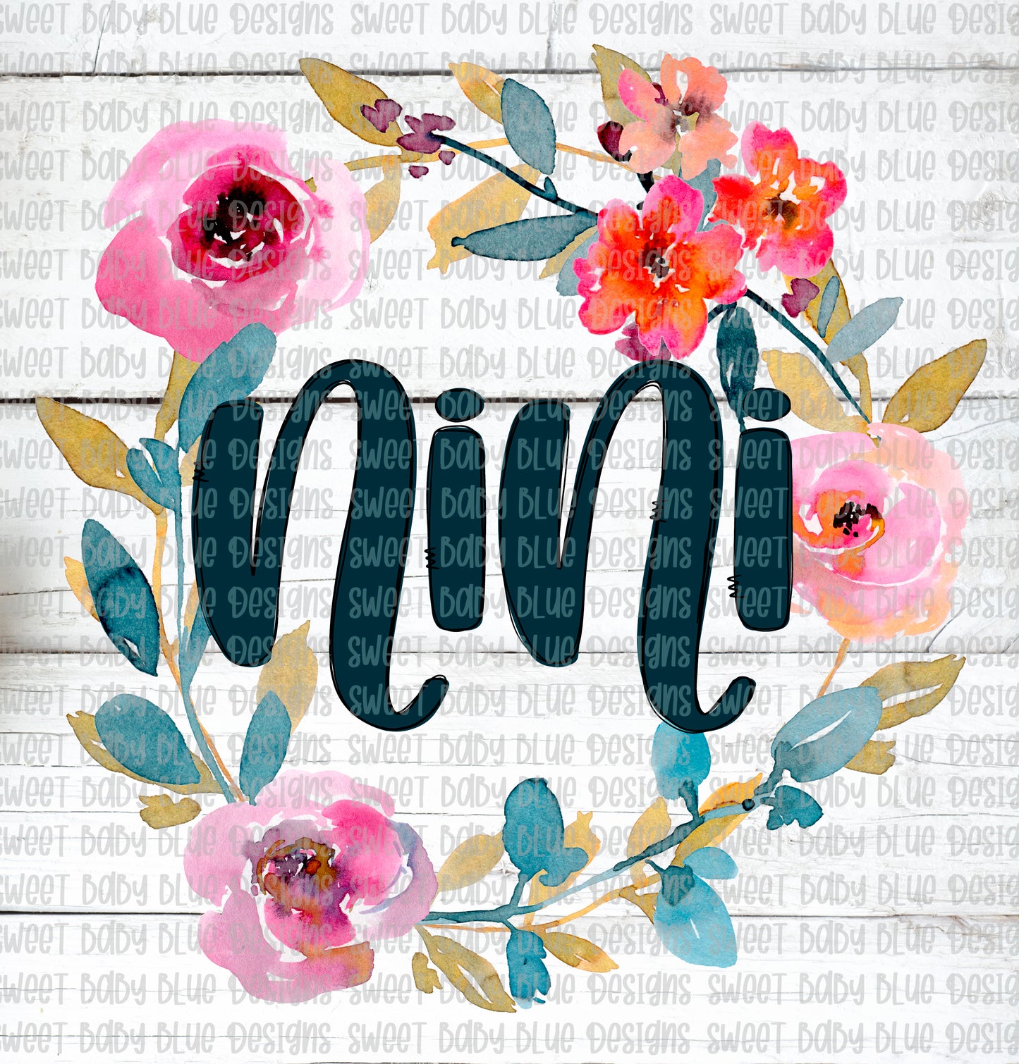 Nini- Floral- PNG file- Digital Download