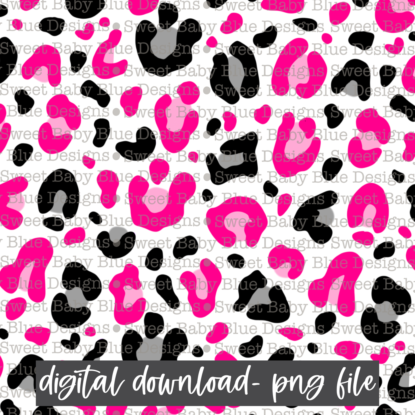 Pink/ Black leopard- Digital paper- 2021- PNG file- Digital Download