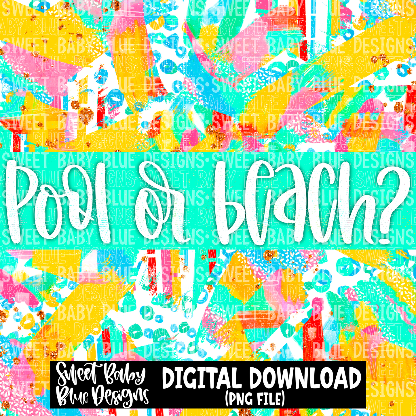 Pool or beach - Interactive post- 2023 - PNG file- Digital Download