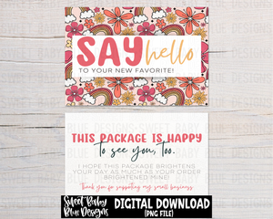 Say hello to your new favorite - Packaging card- Rainbow floral - Front and back digital download- 2023 - PNG file- Digital Download