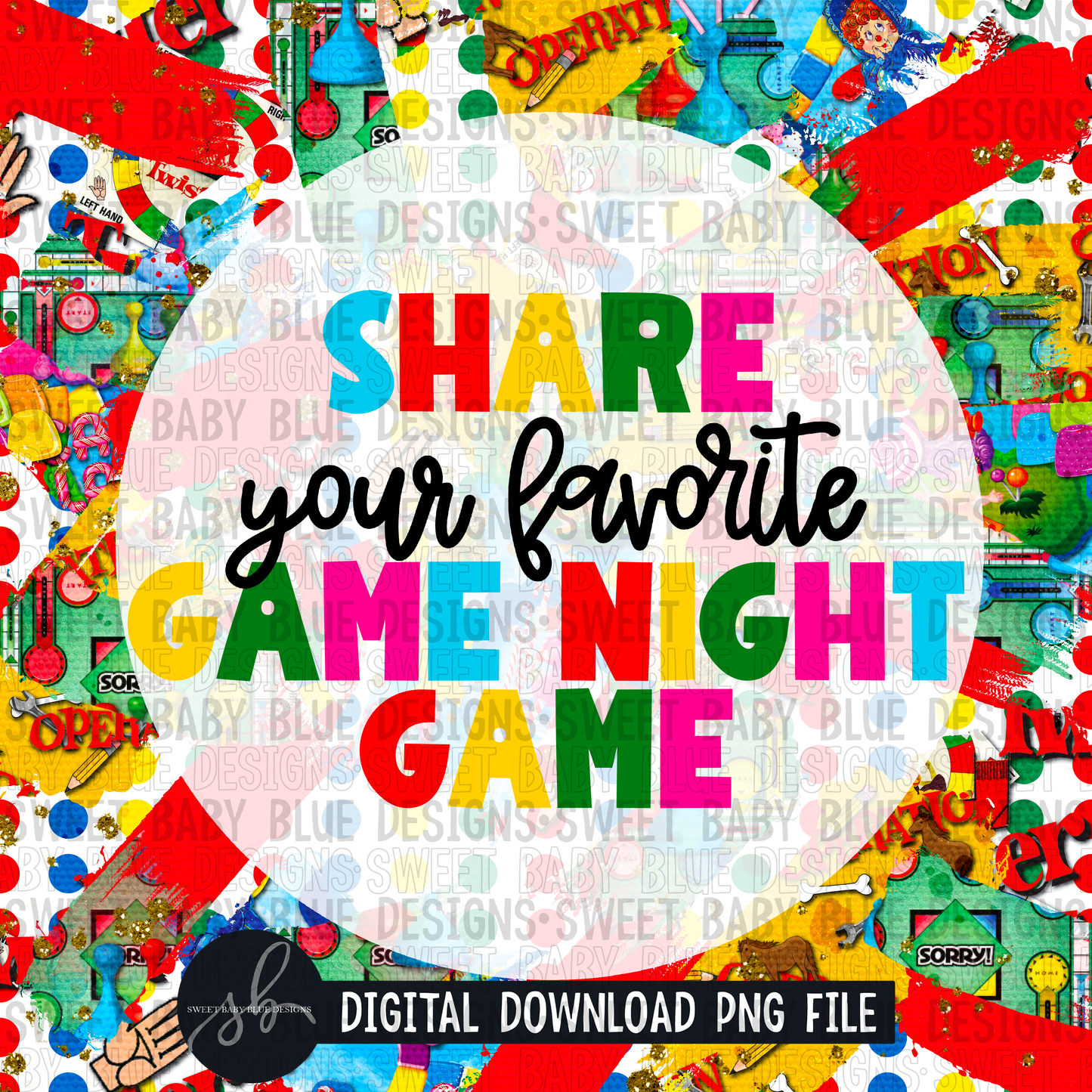 Share your favorite game night game- Interactive post- 2022- PNG file- Digital Download